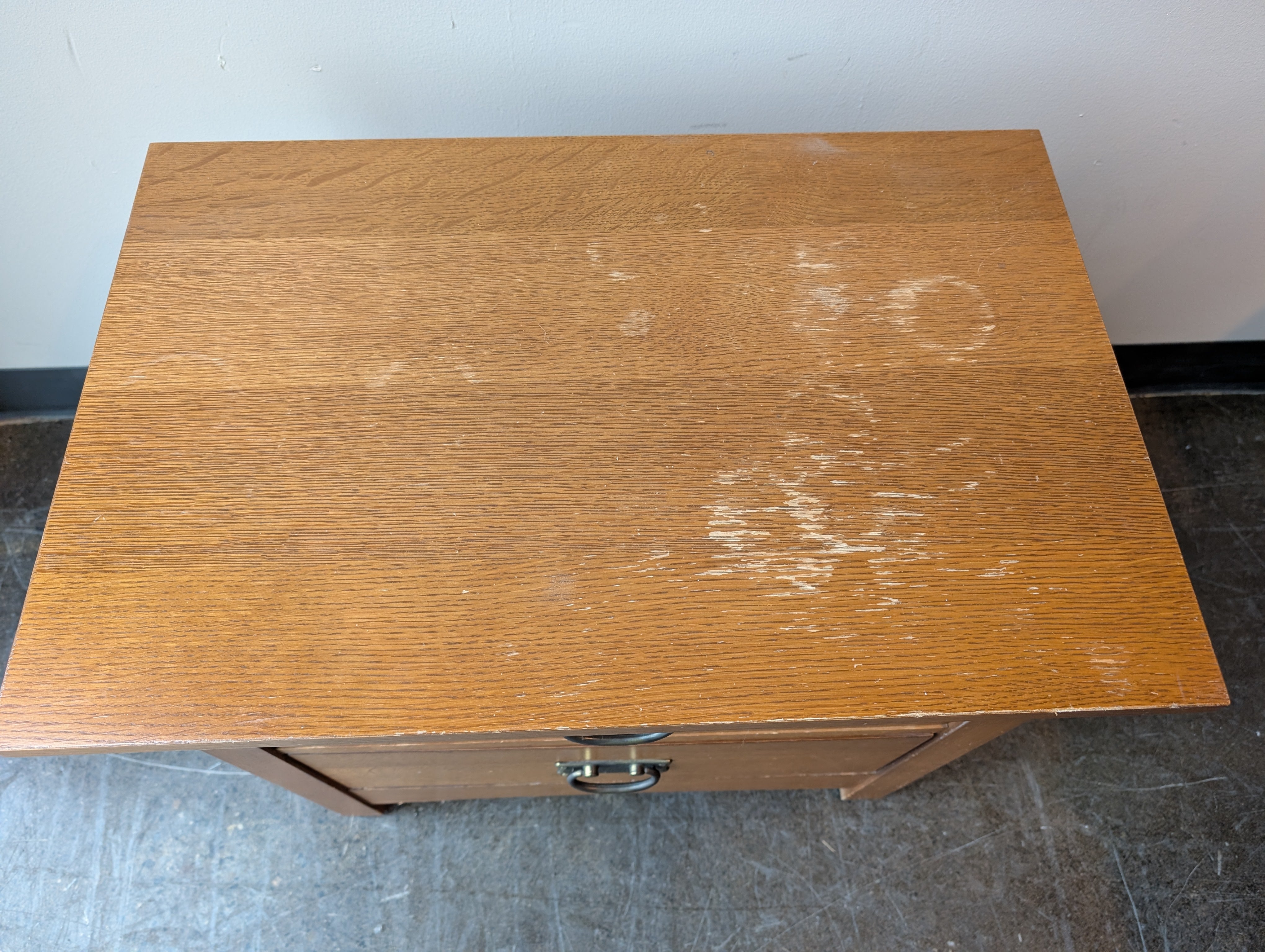 Sturdy Hardwood Bassett Two-Drawer  Nightstand with Metal Ring Pulls