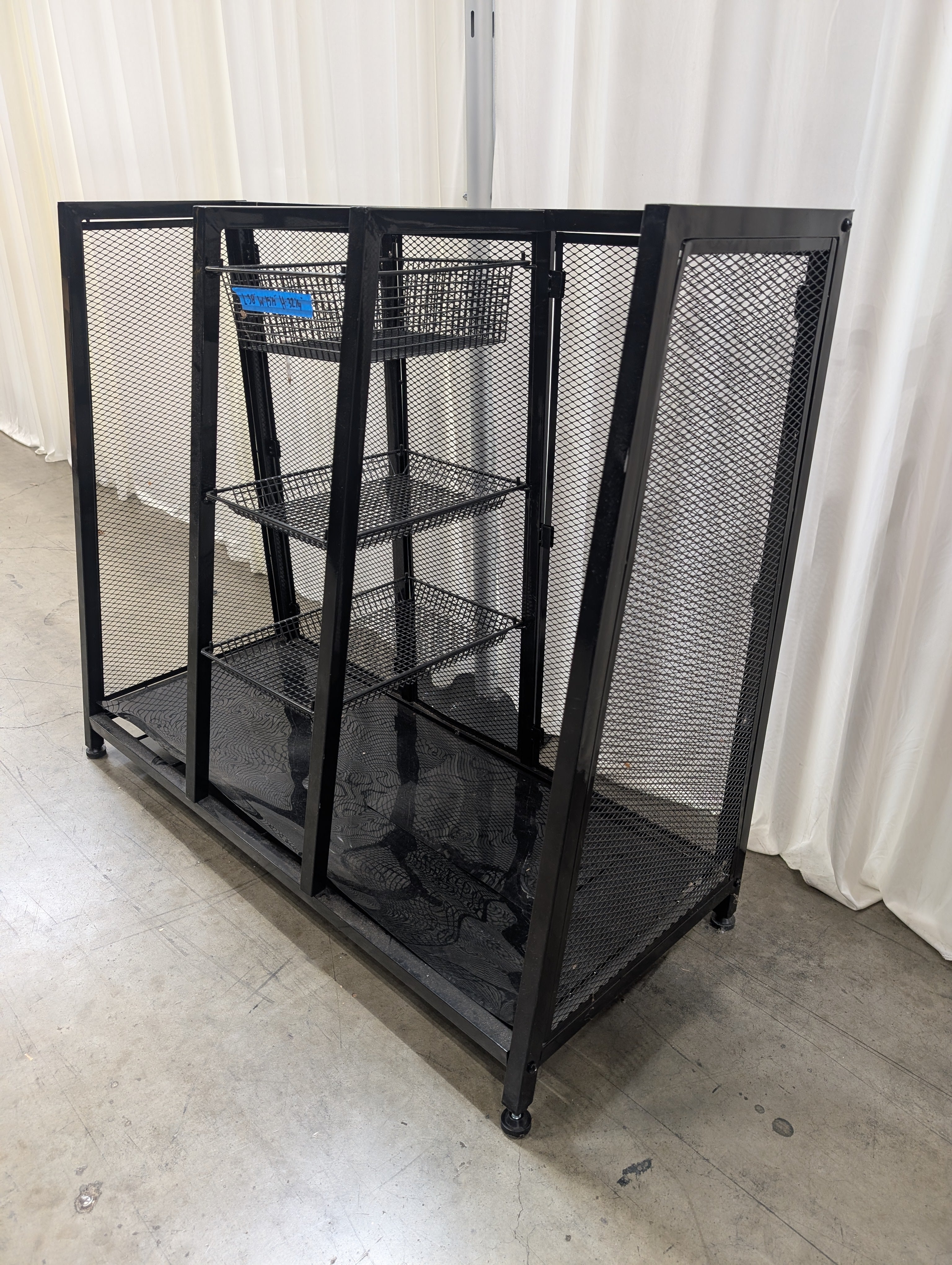 Black Metal Mesh Bookcase with Baskets