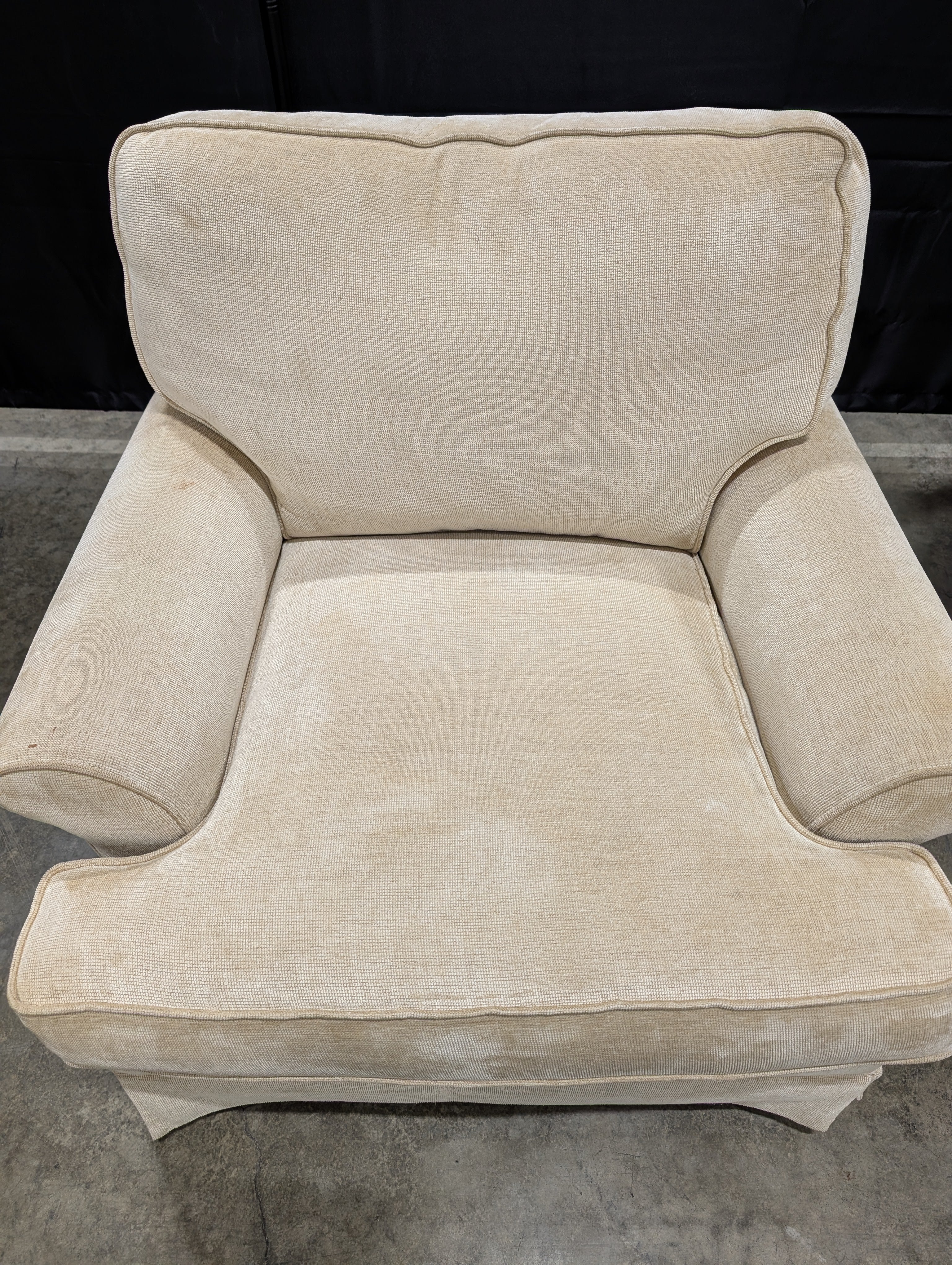 Neutral Beige Upholstered Rolled Arm Accent Chair