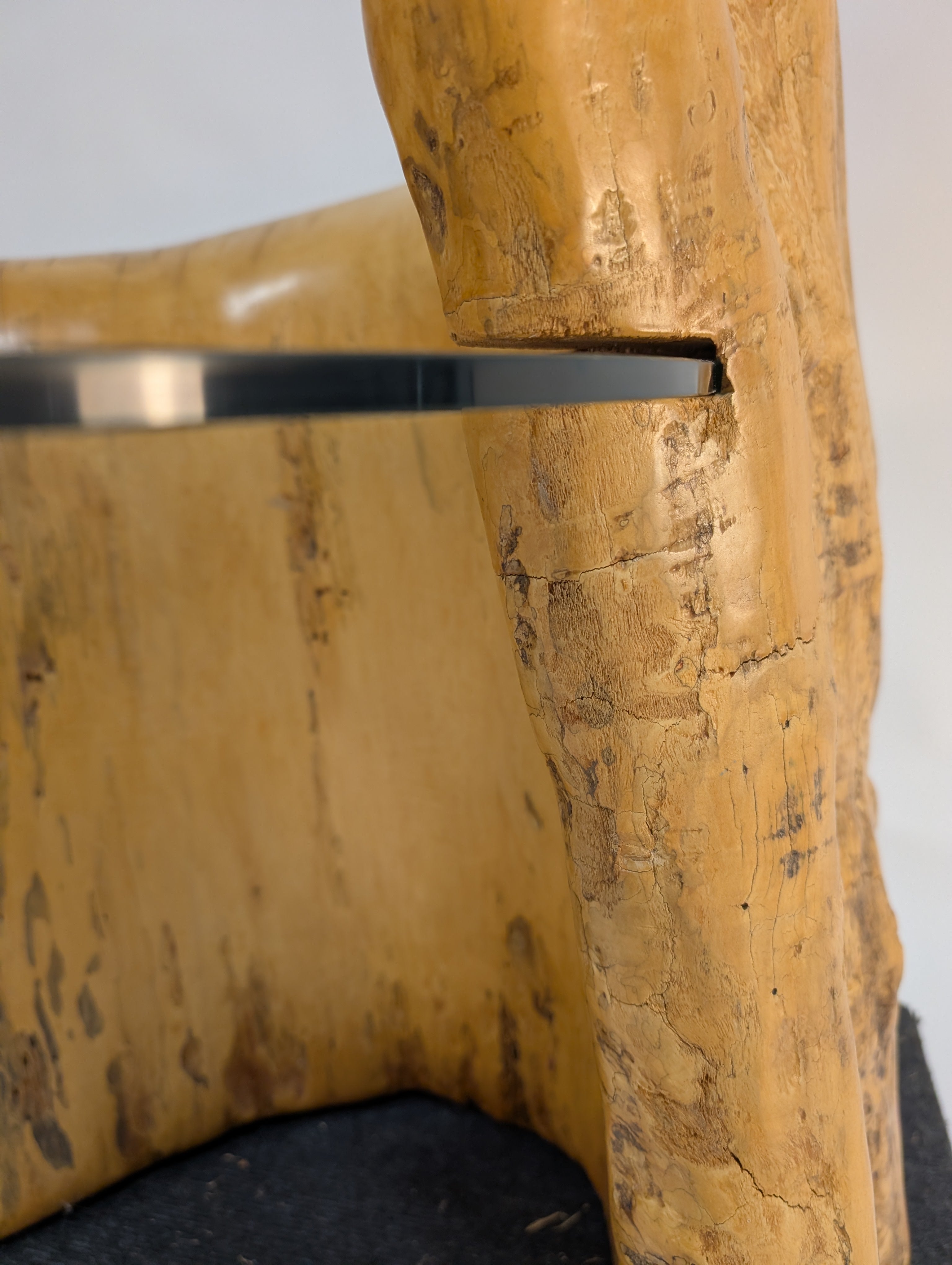 Rustic Live Edge Wood Coffee Table with Round Glass Top