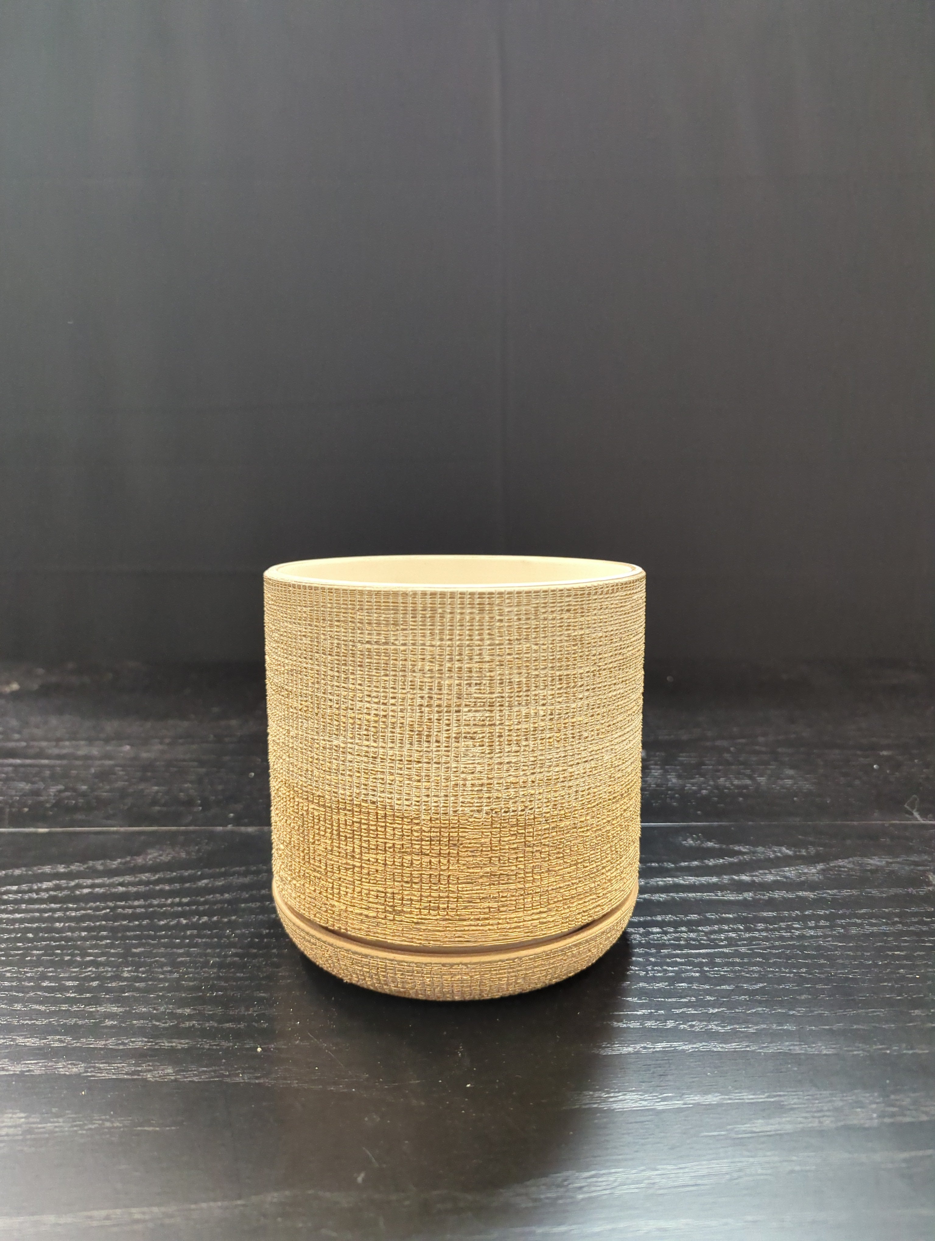 Textured Cylindrical Woven Planter Pot