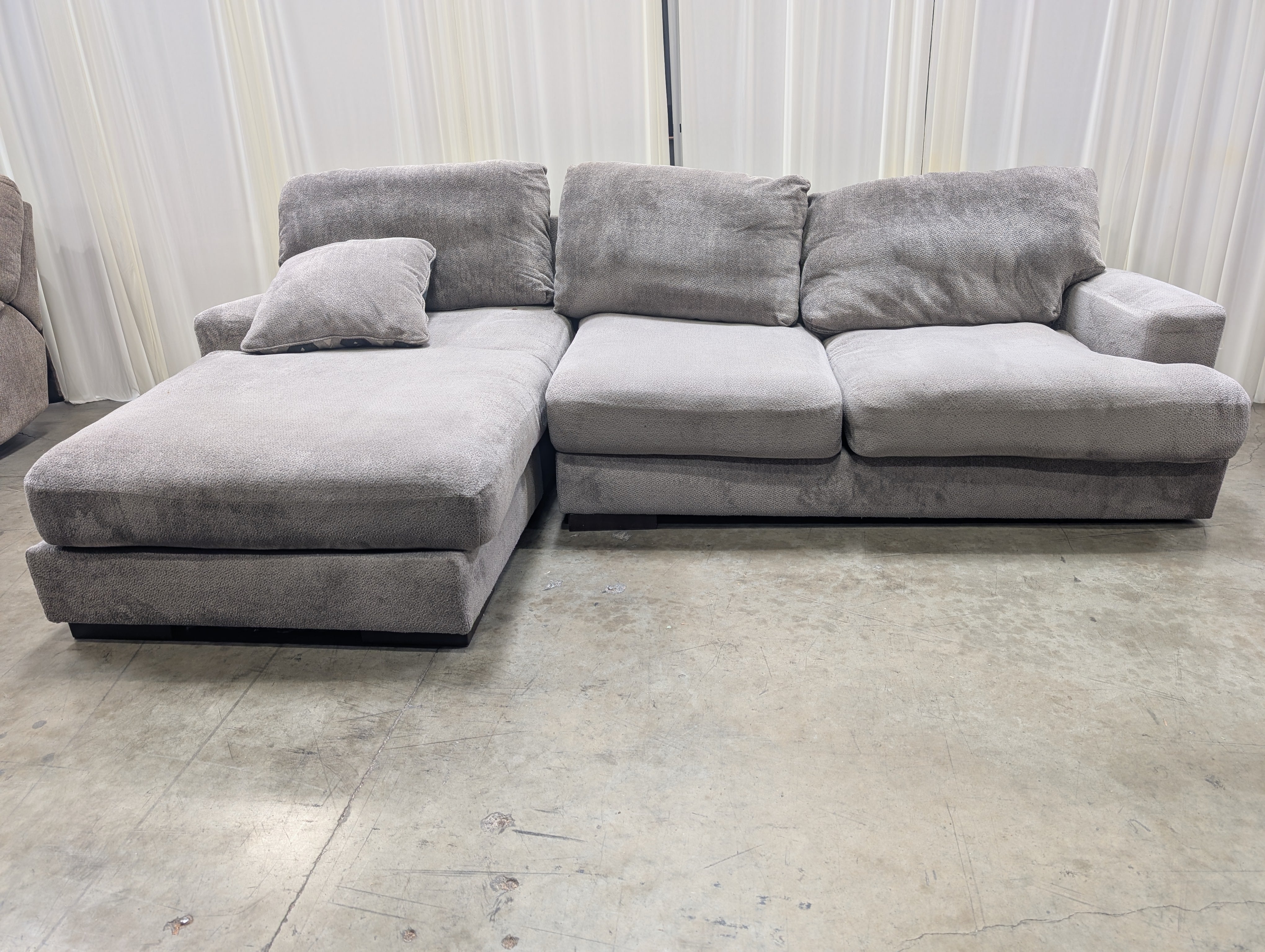 Ashley Furniture Textured Light Grey Sectional Couch in Upholstery