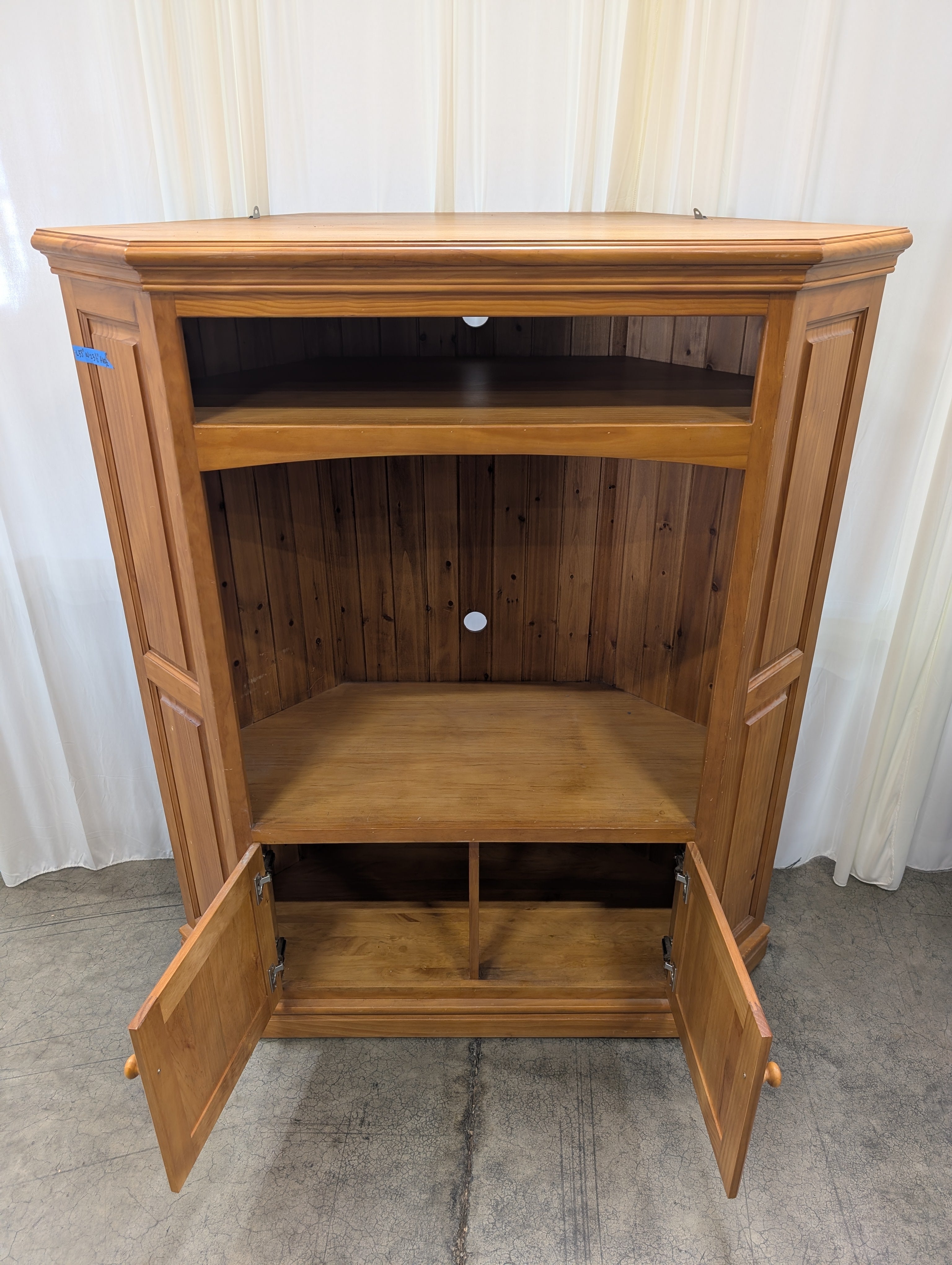 Traditional Corner China Cabinet in Warm Wood
