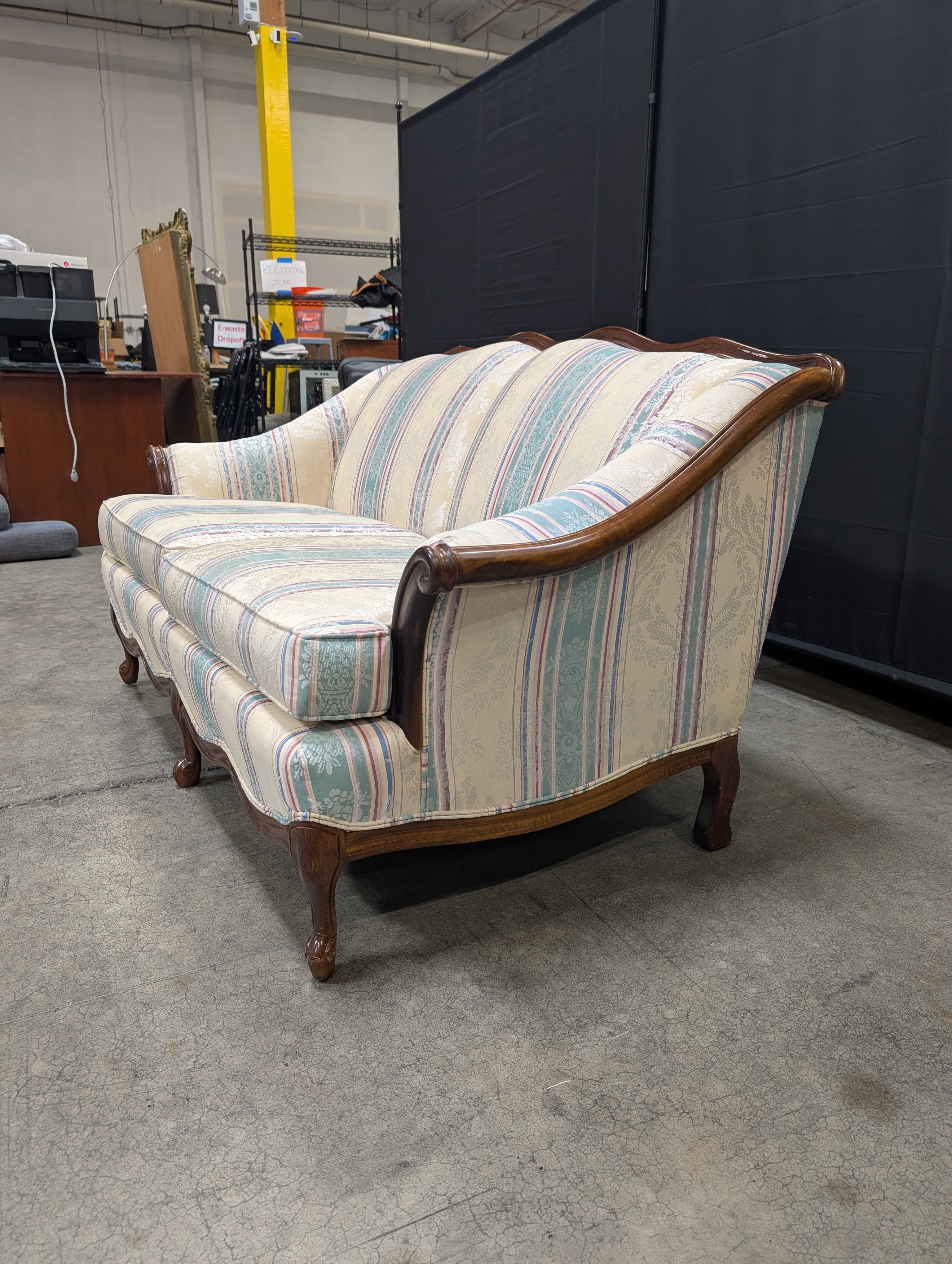 Cochrane Furniture Company Loveseat Sofa with Carved Wood Frame