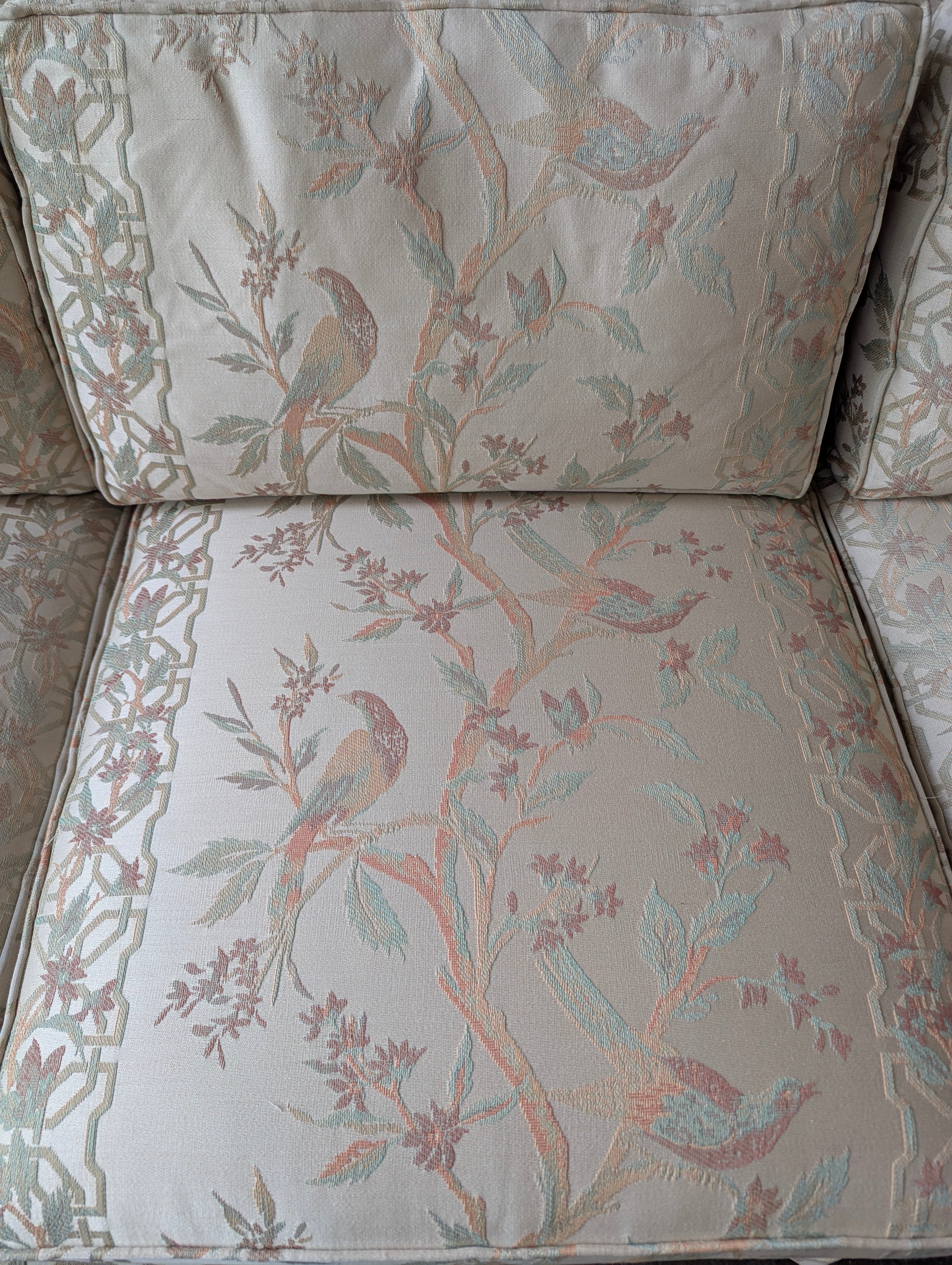 Heritage Distinctive Upholstery L-Shape Sectional Sofa, Botanical Bird Print