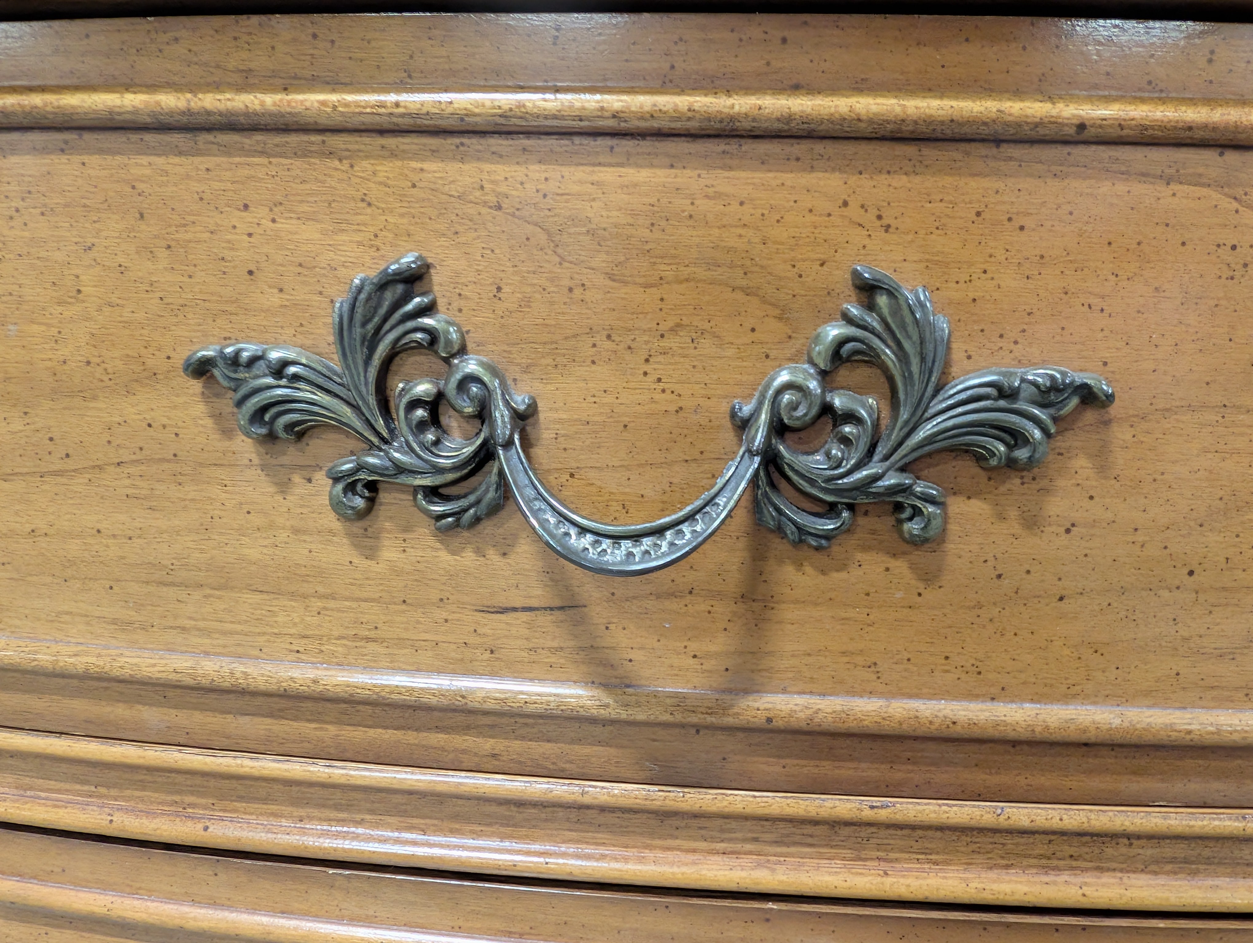 Vintage French Provincial Nine-Drawer Wood Dresser