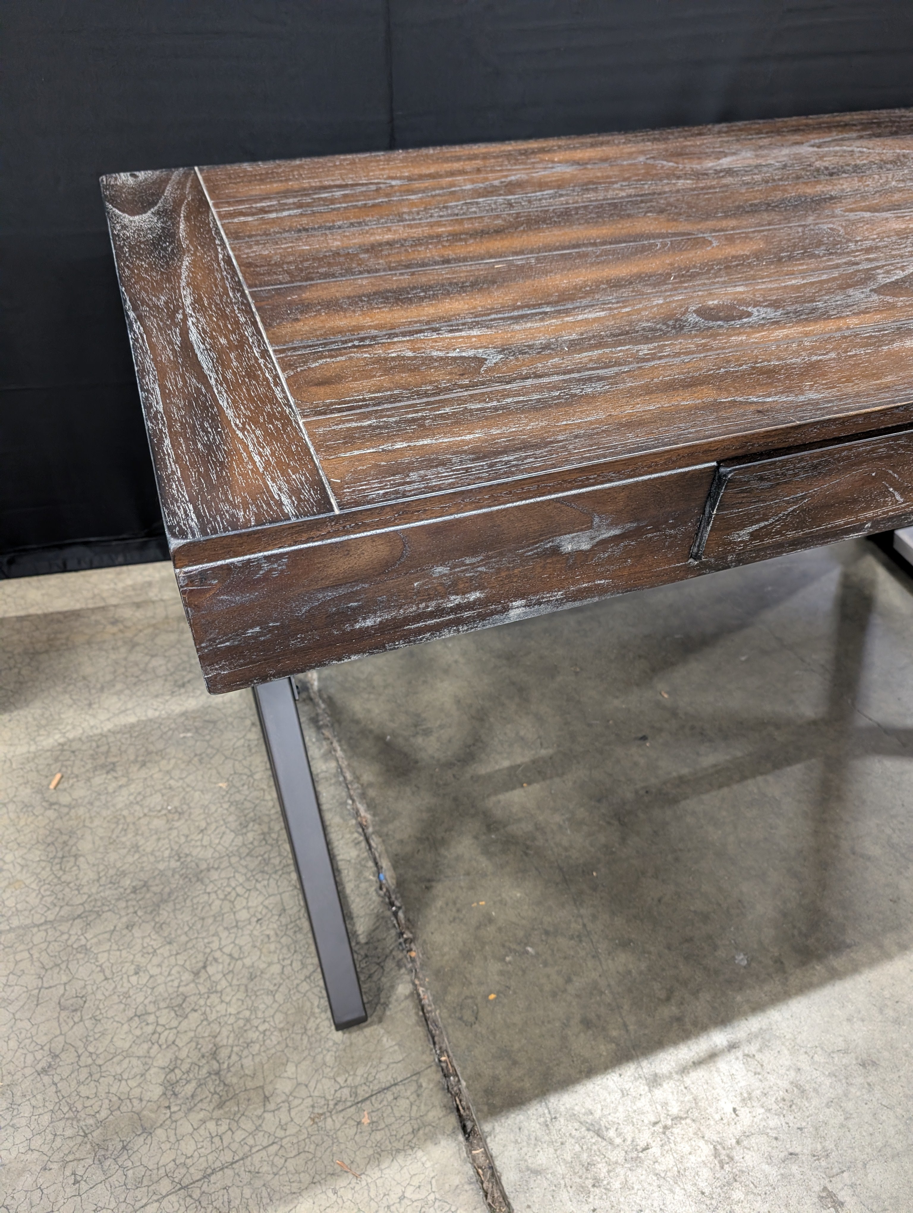 Distressed Wood Console Table with Industrial Metal Legs