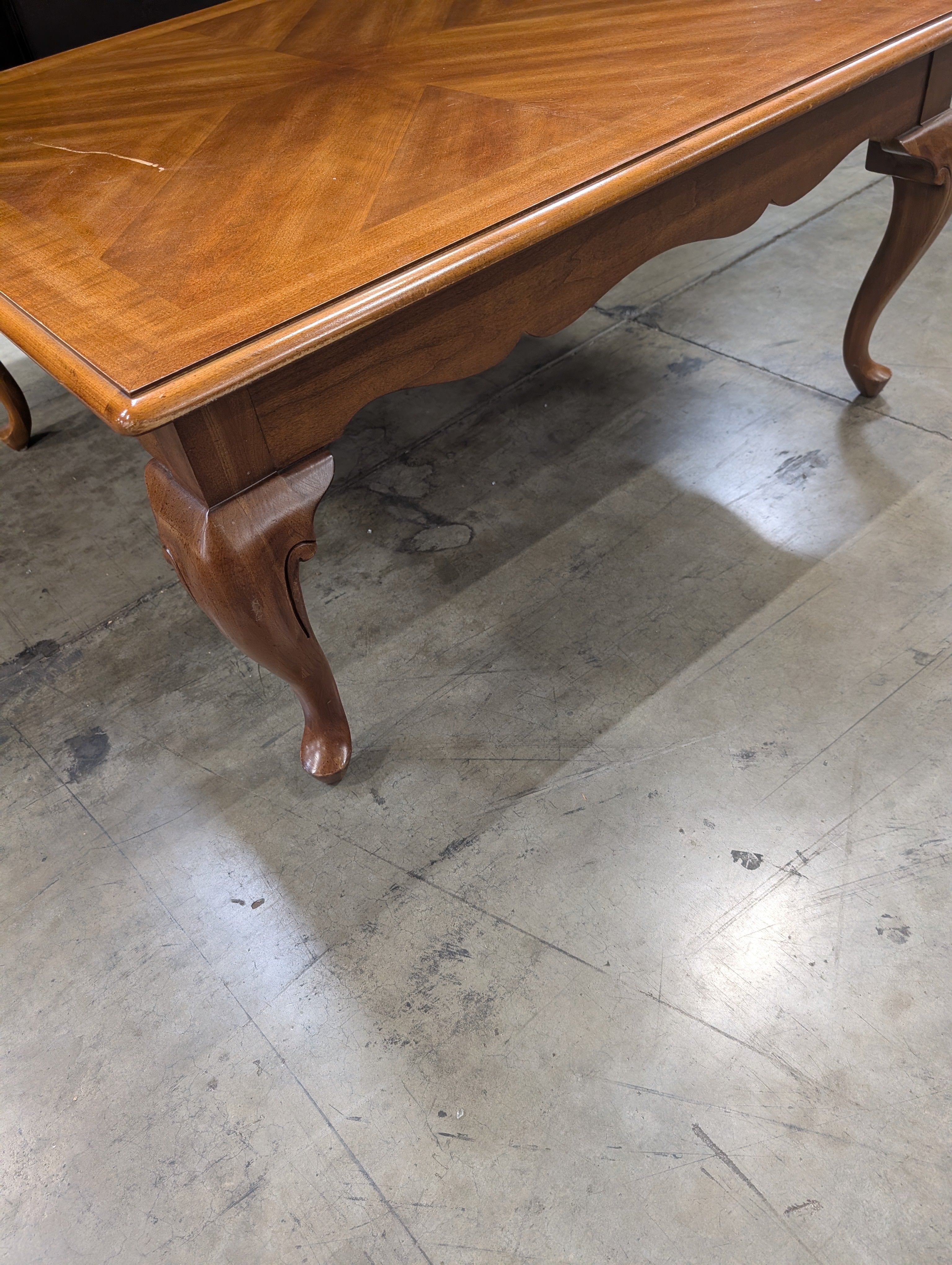 Traditional Square Wood Coffee Table with Cabriole Legs
