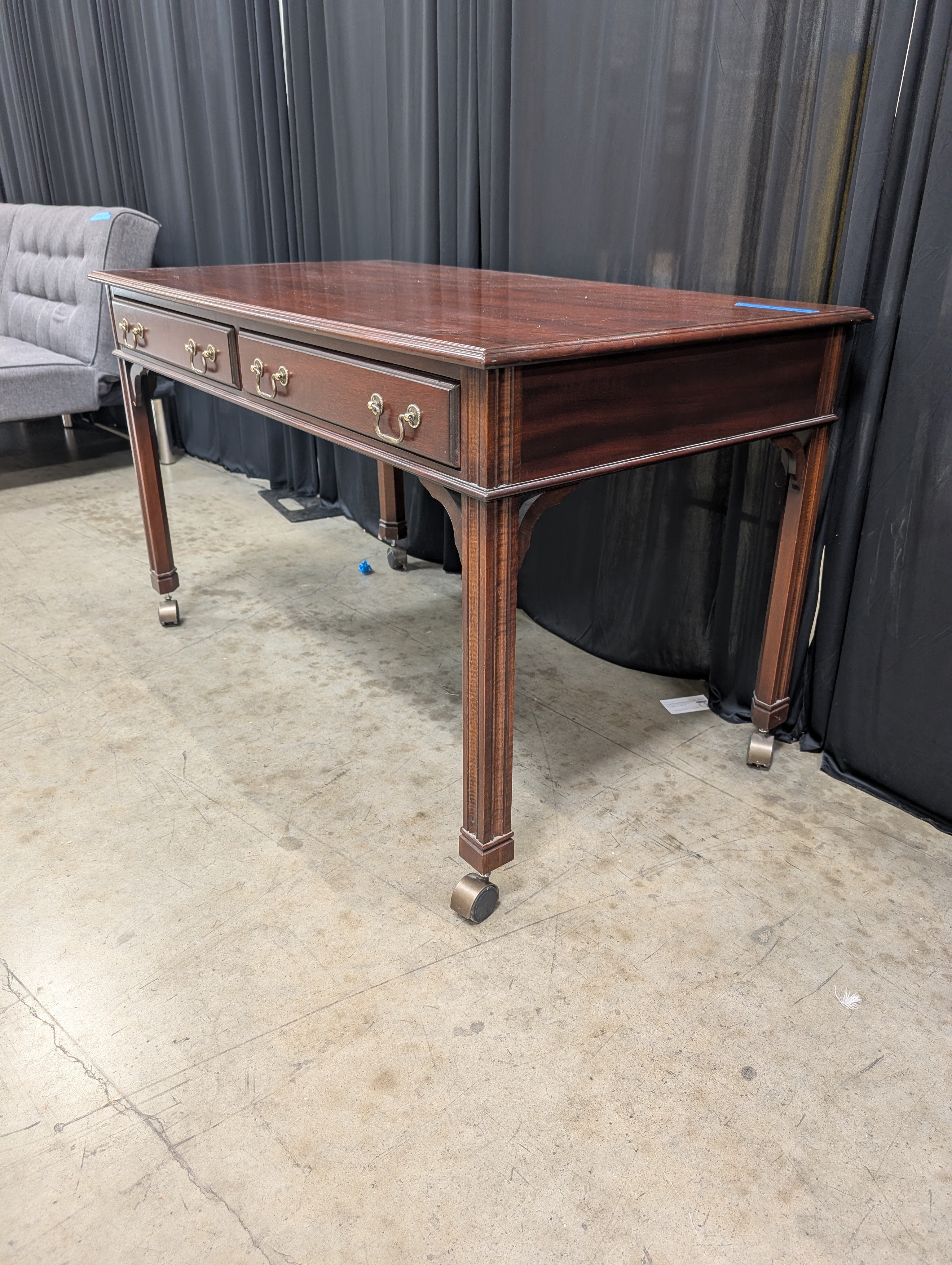 Traditional Dark Wood Desk with Casters