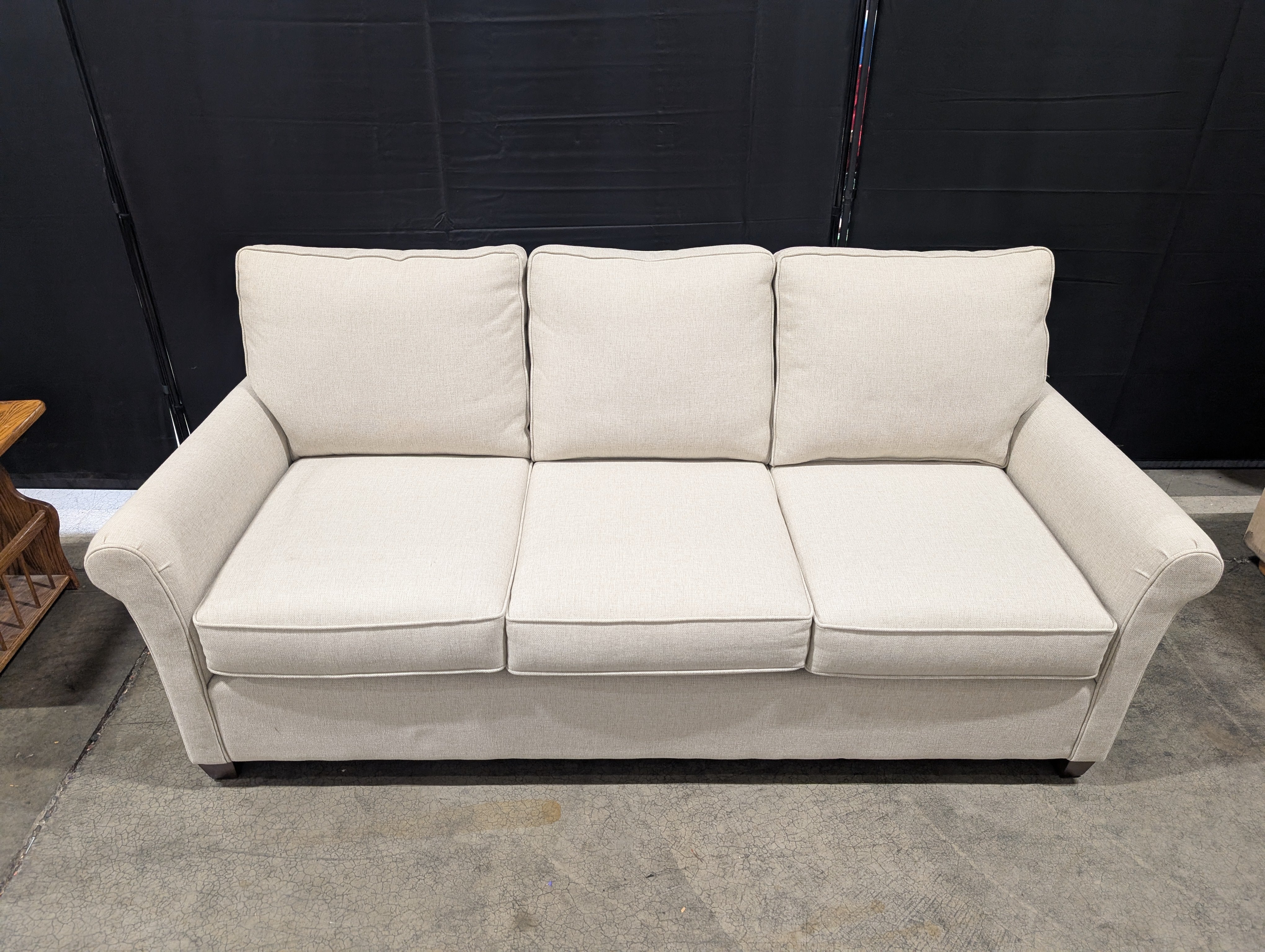 Neutral Toned Bassett Three-Seater Fabric Sofa