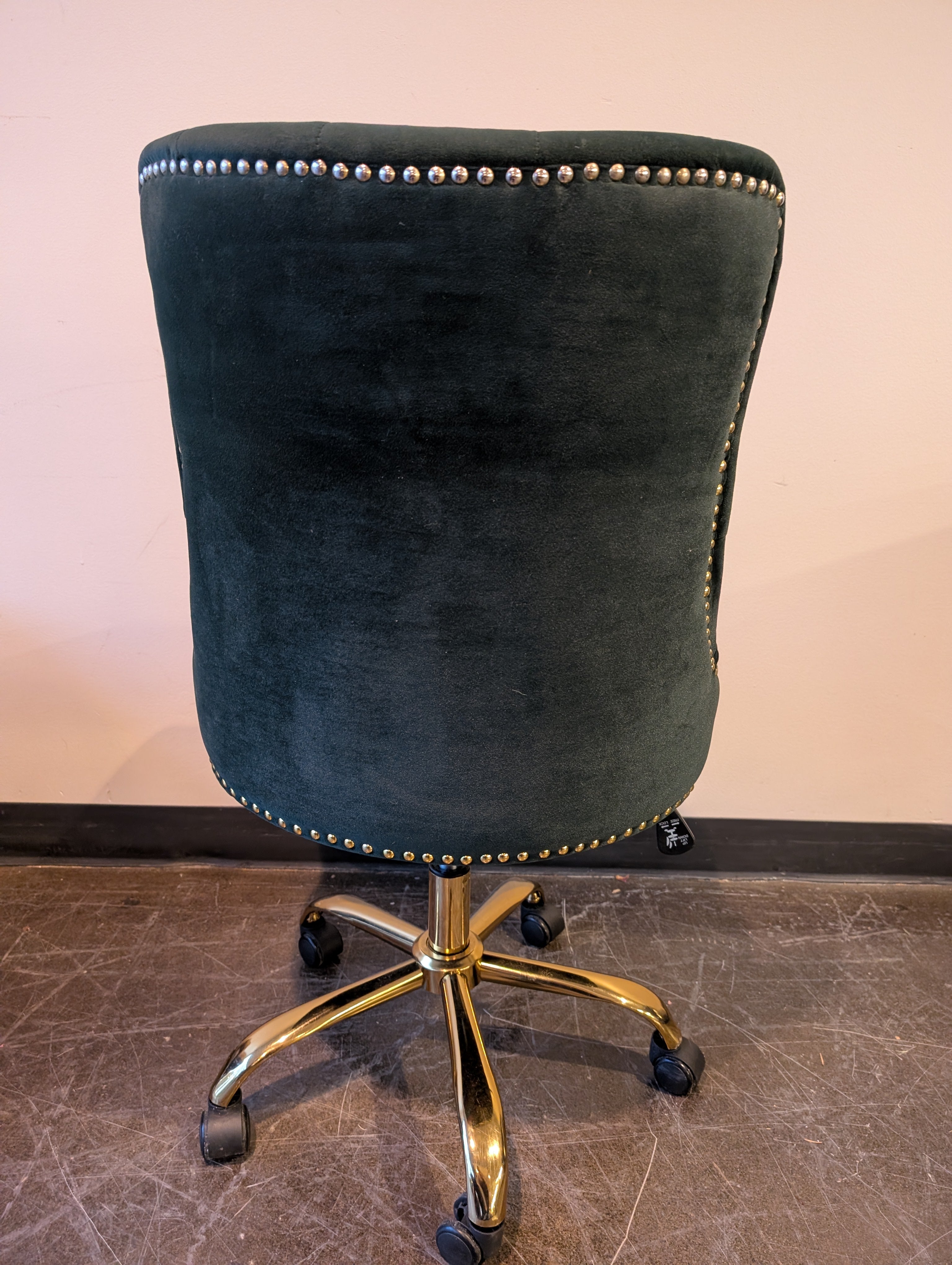 Deep Green Velvet Tufted Hulala Home Desk Chair with Gold Base