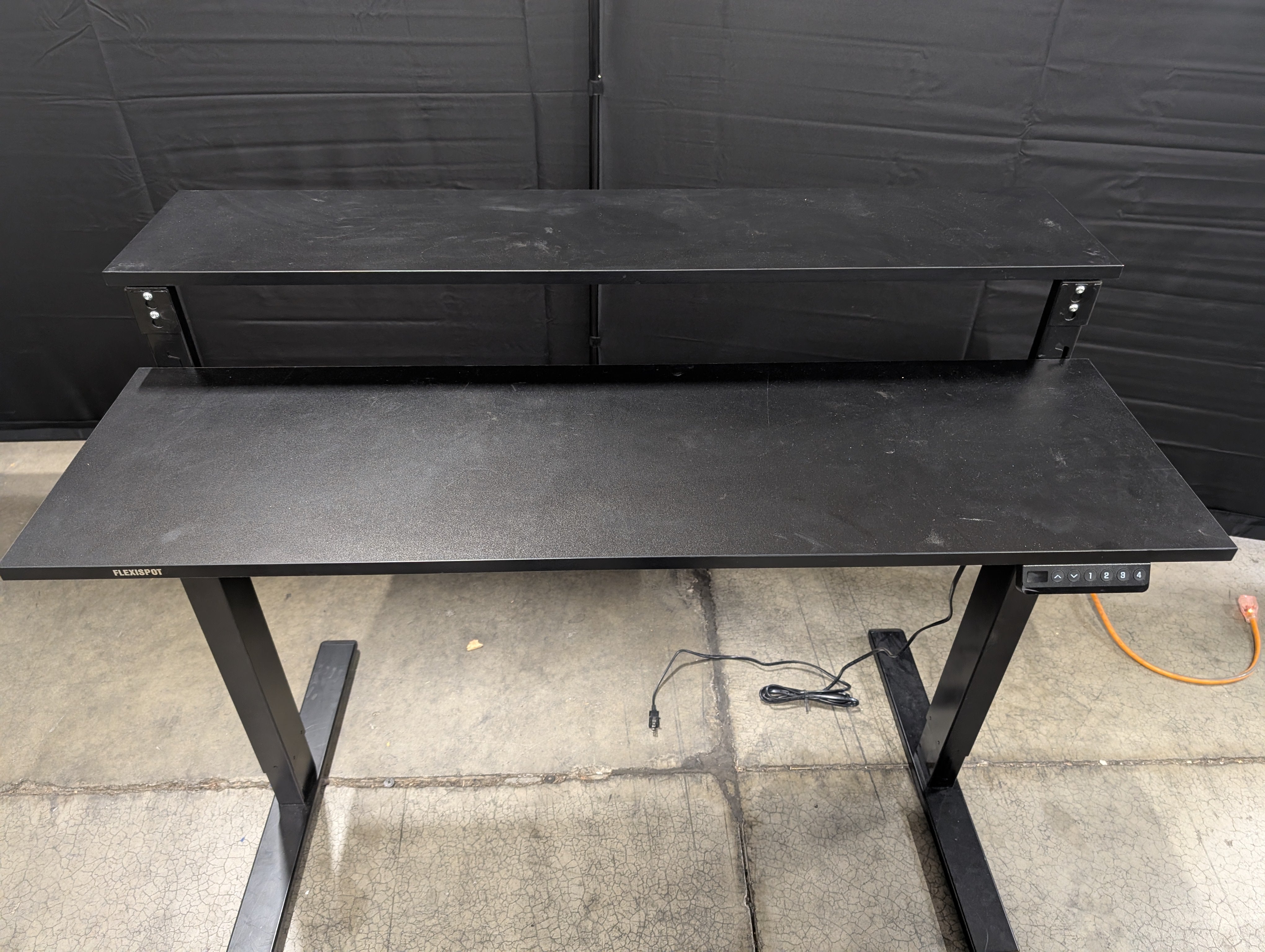 Modern Black Two-Tier Electric Height Adjustable Standing Desk