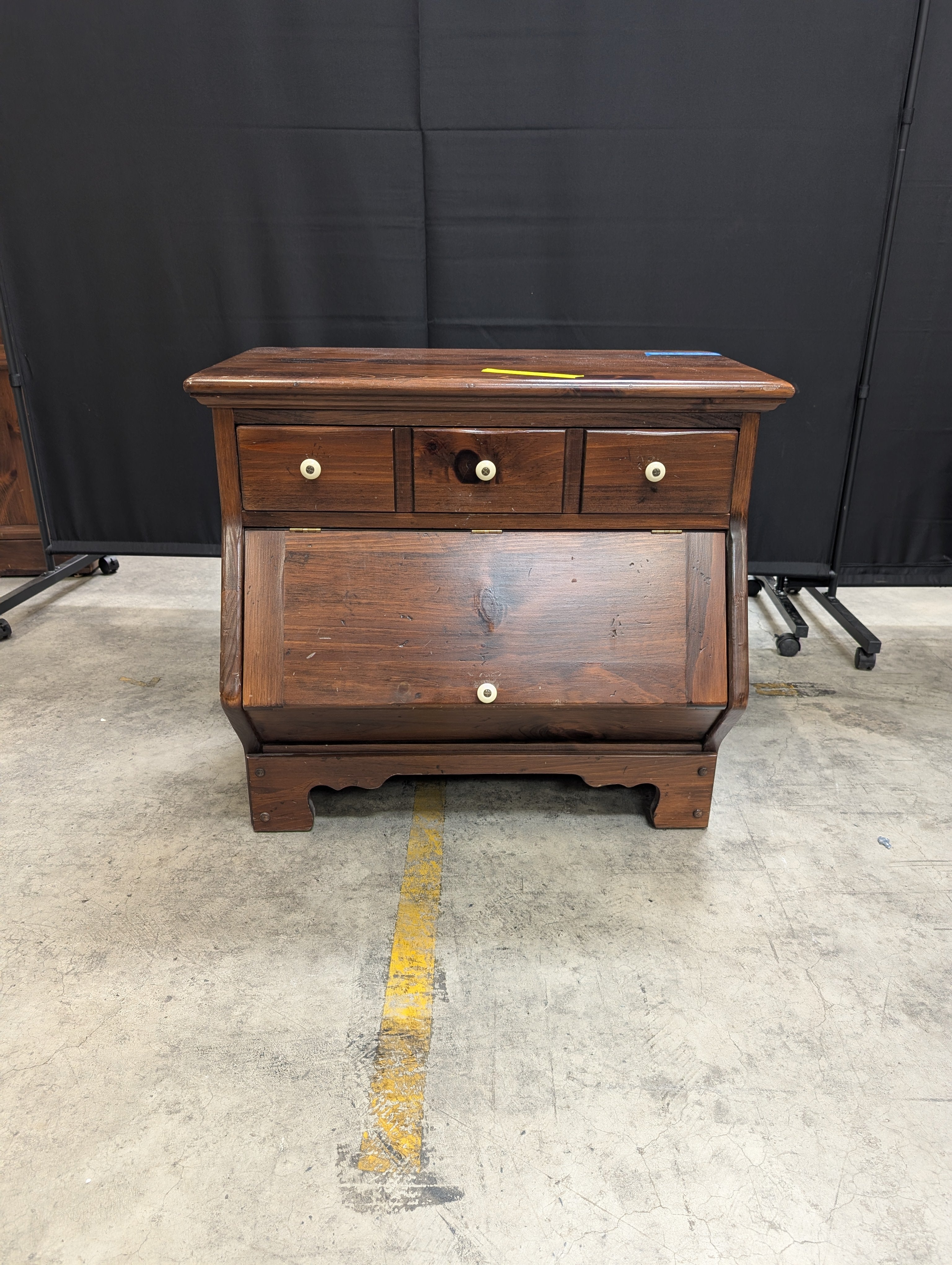 Ethan Allen Solid Wood Secretary Nightstand with Drop-Front Desk
