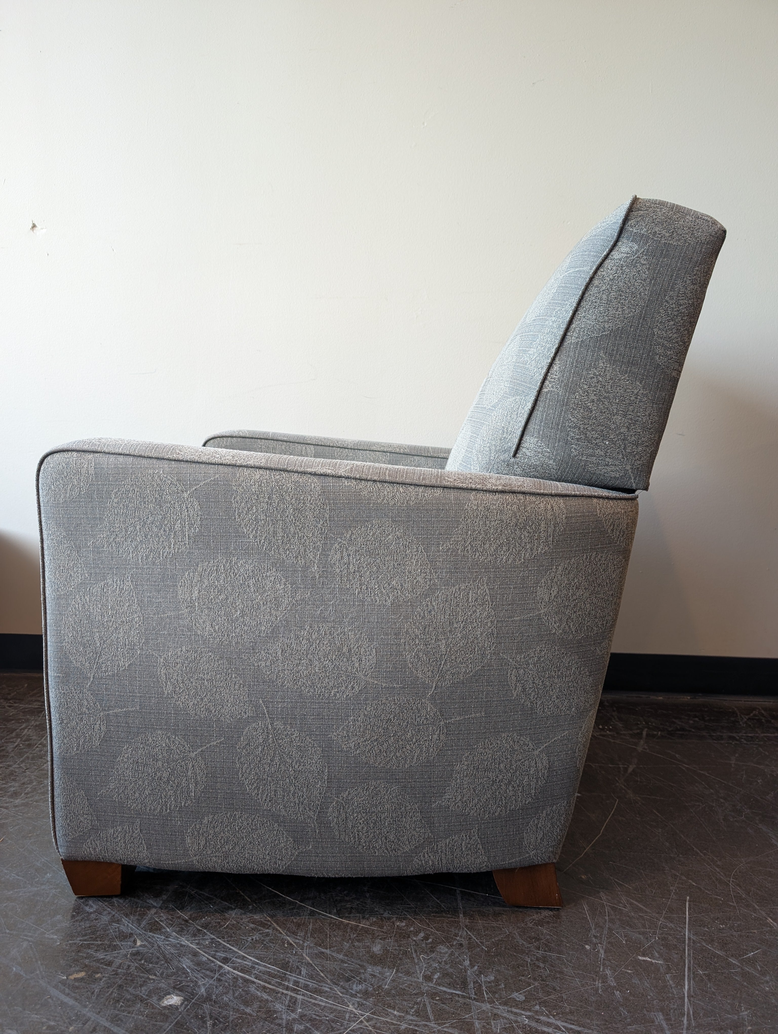 Pair of Contemporary Grey Fabric Accent Chair with Foliage Design