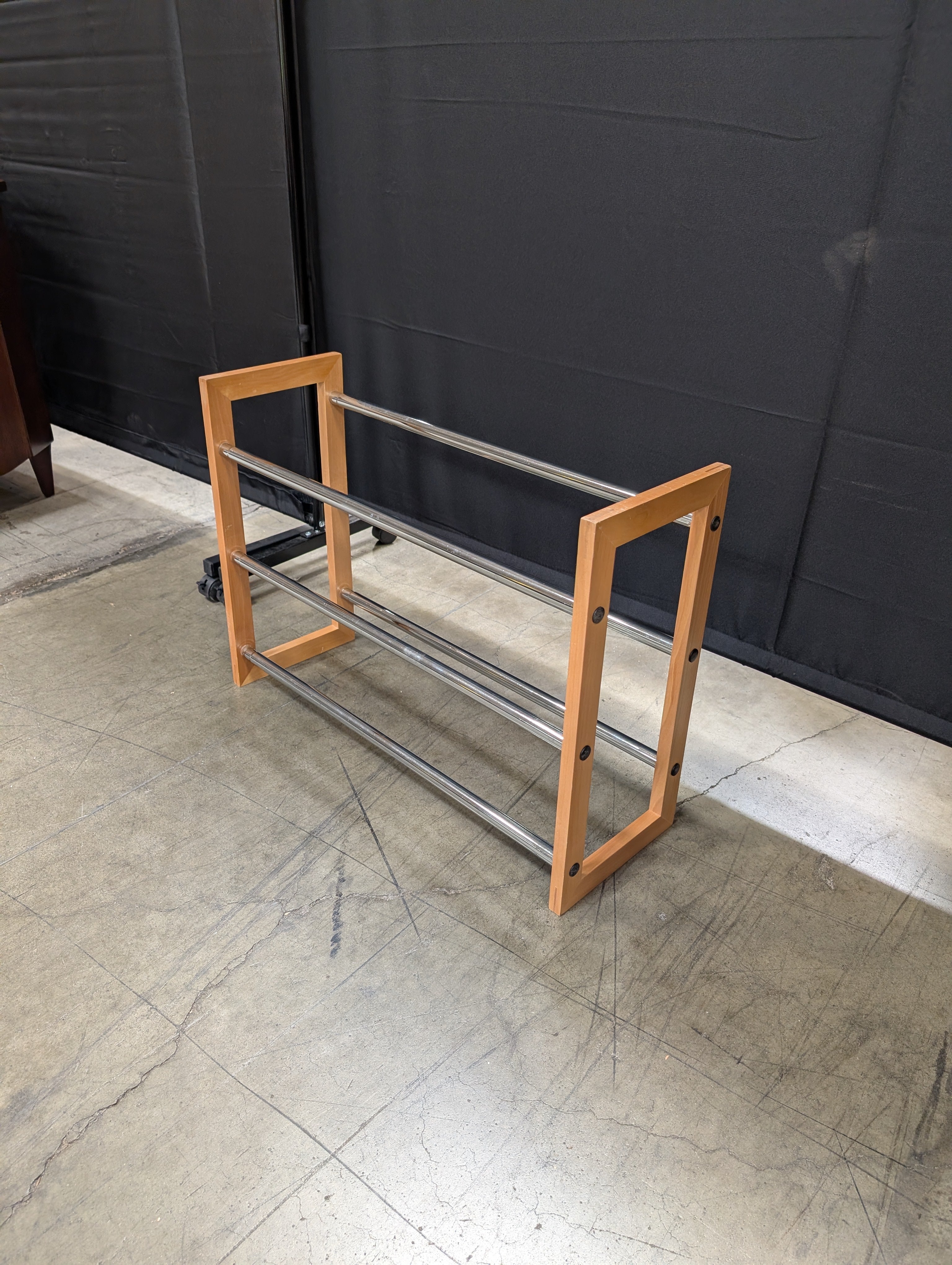 Modern Wood and Chrome Shoe Stand
