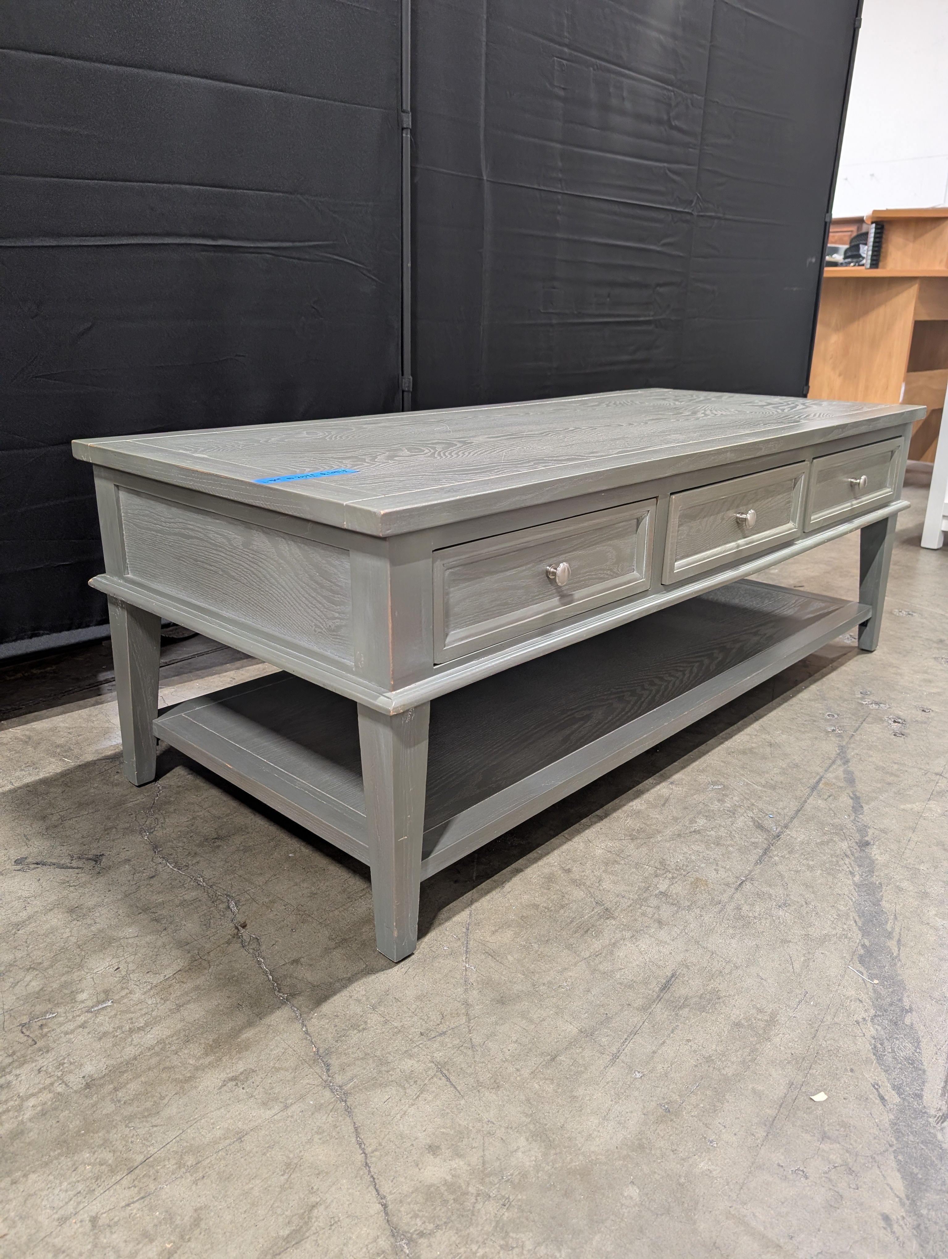 Grey Wood Six -Drawer Coffee Table