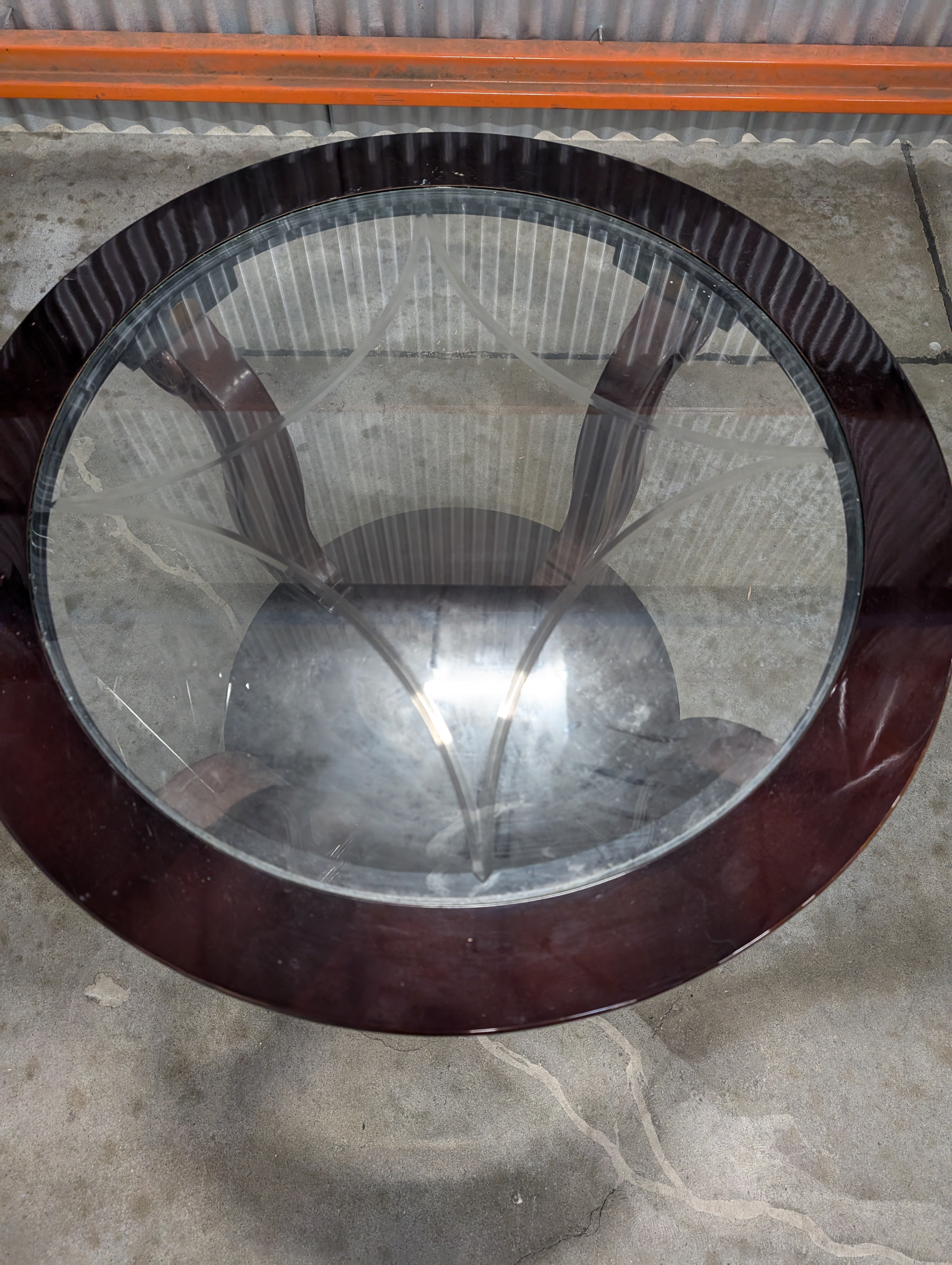 Decorative Round Glass Top Wood End Table