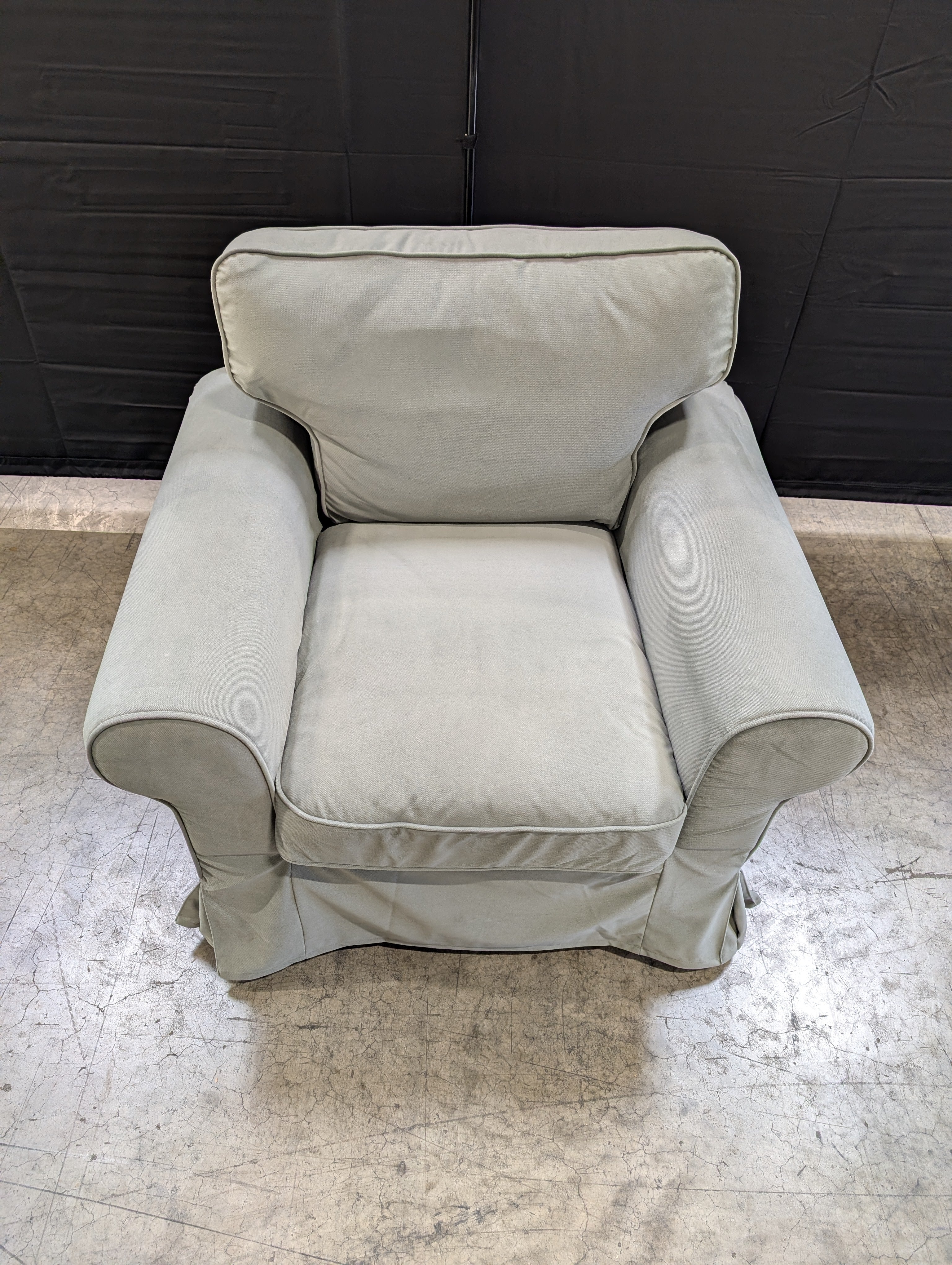 Contemporary Light Grey-Green  Upholstered Armchair