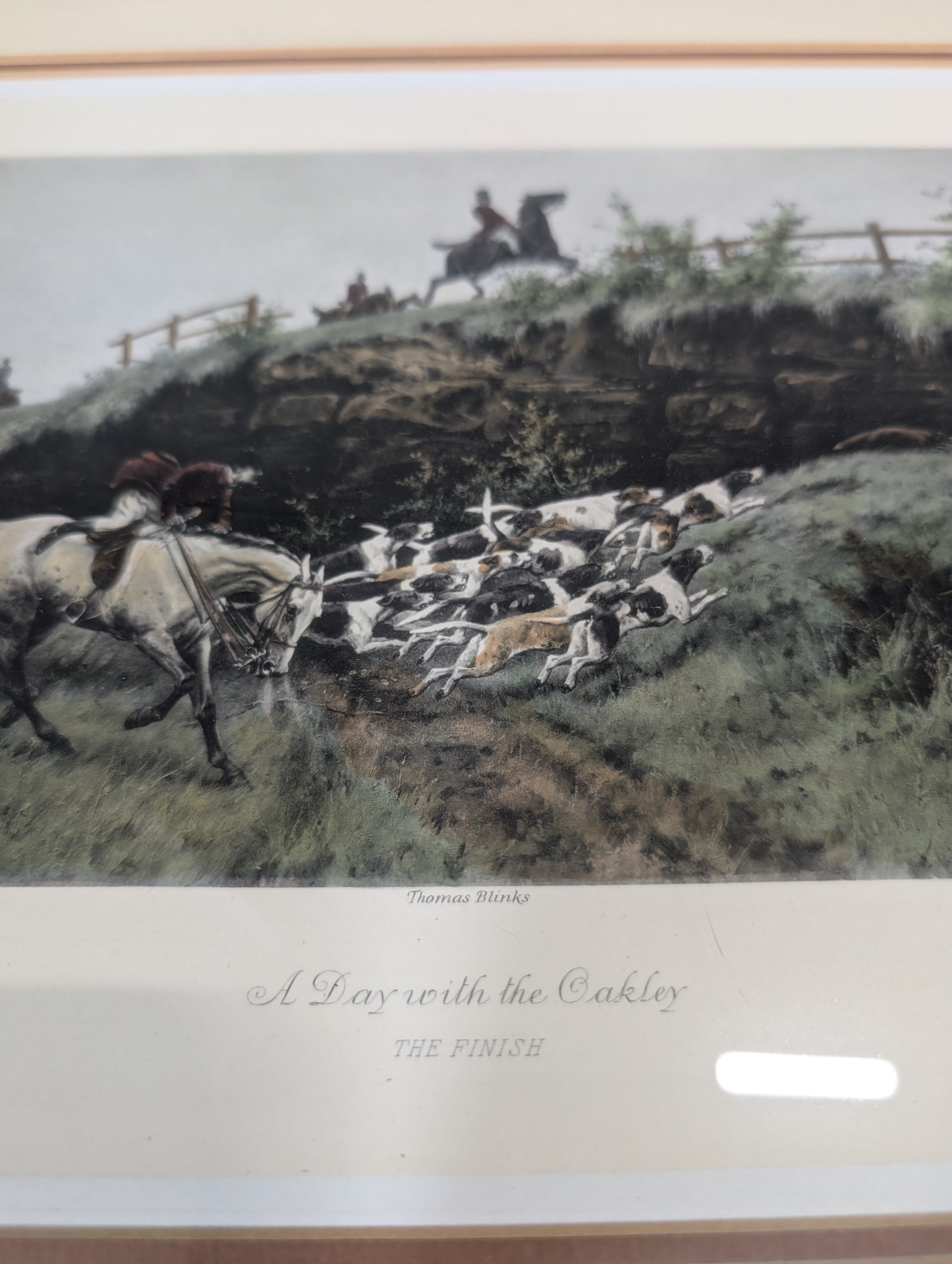 "The Finish" Traditional Fox Hunting Framed Print in Wood