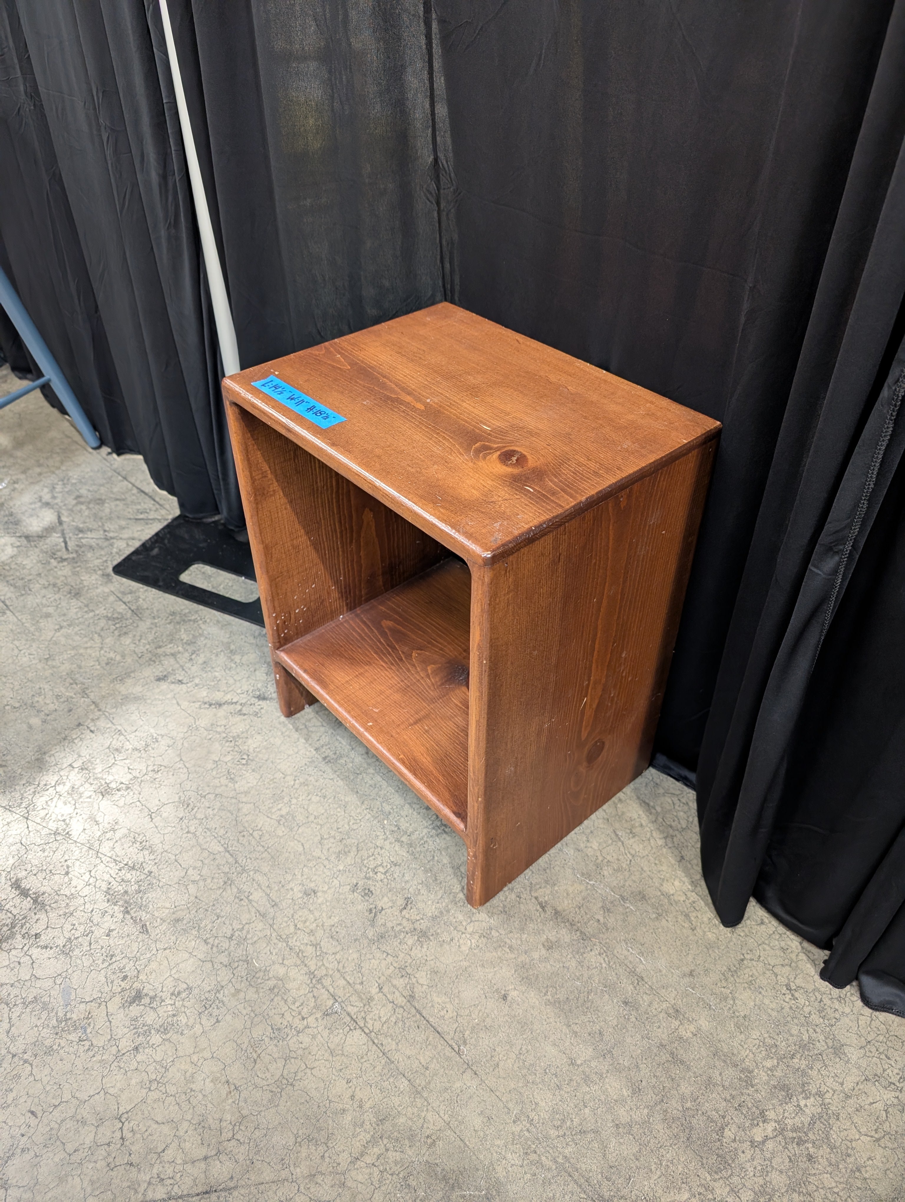 Open Shelf Cube Nightstand in Dark Wood