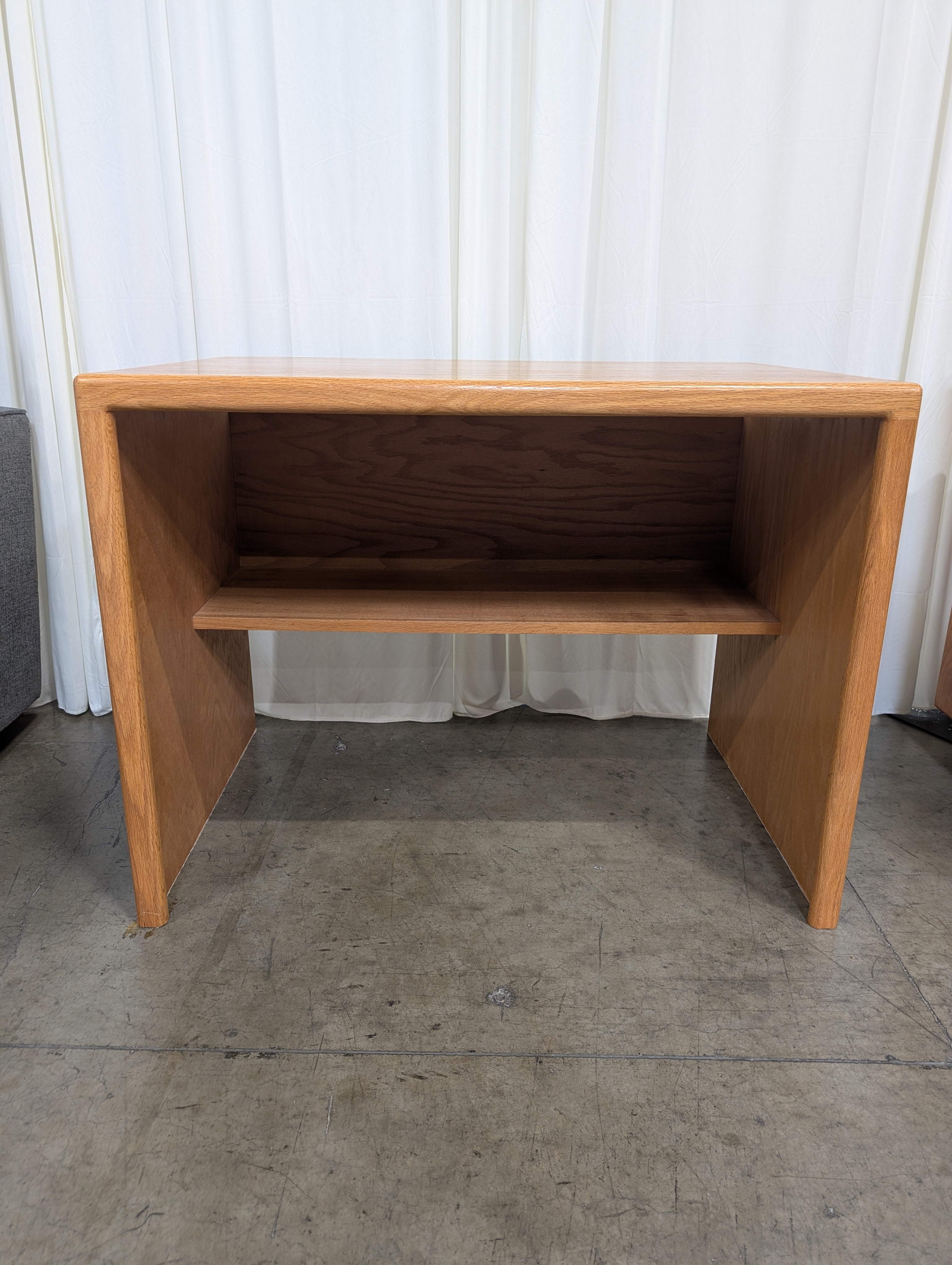 Natural Wood Desk with Storage Shelf