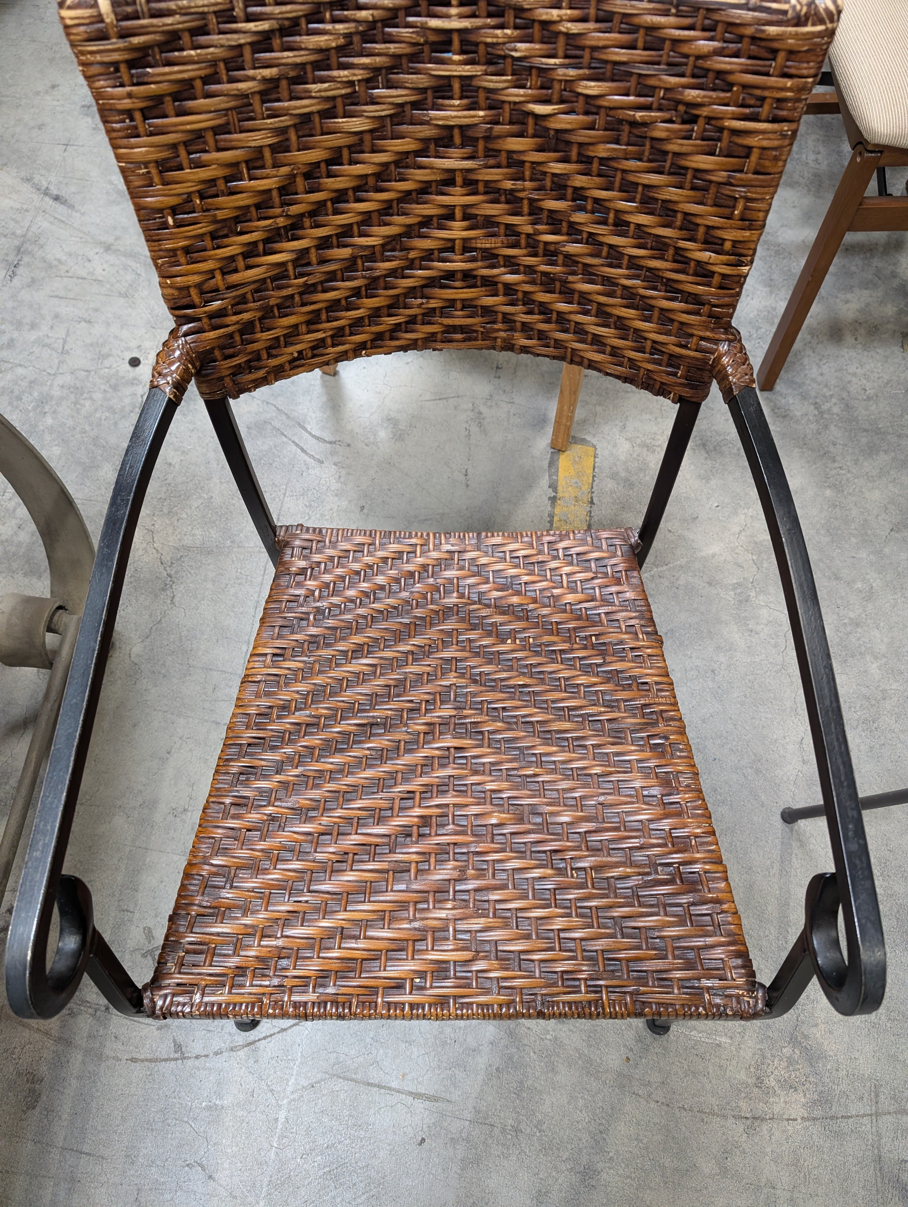 Set of Four Woven Rattan & Metal Outdoor Armchair