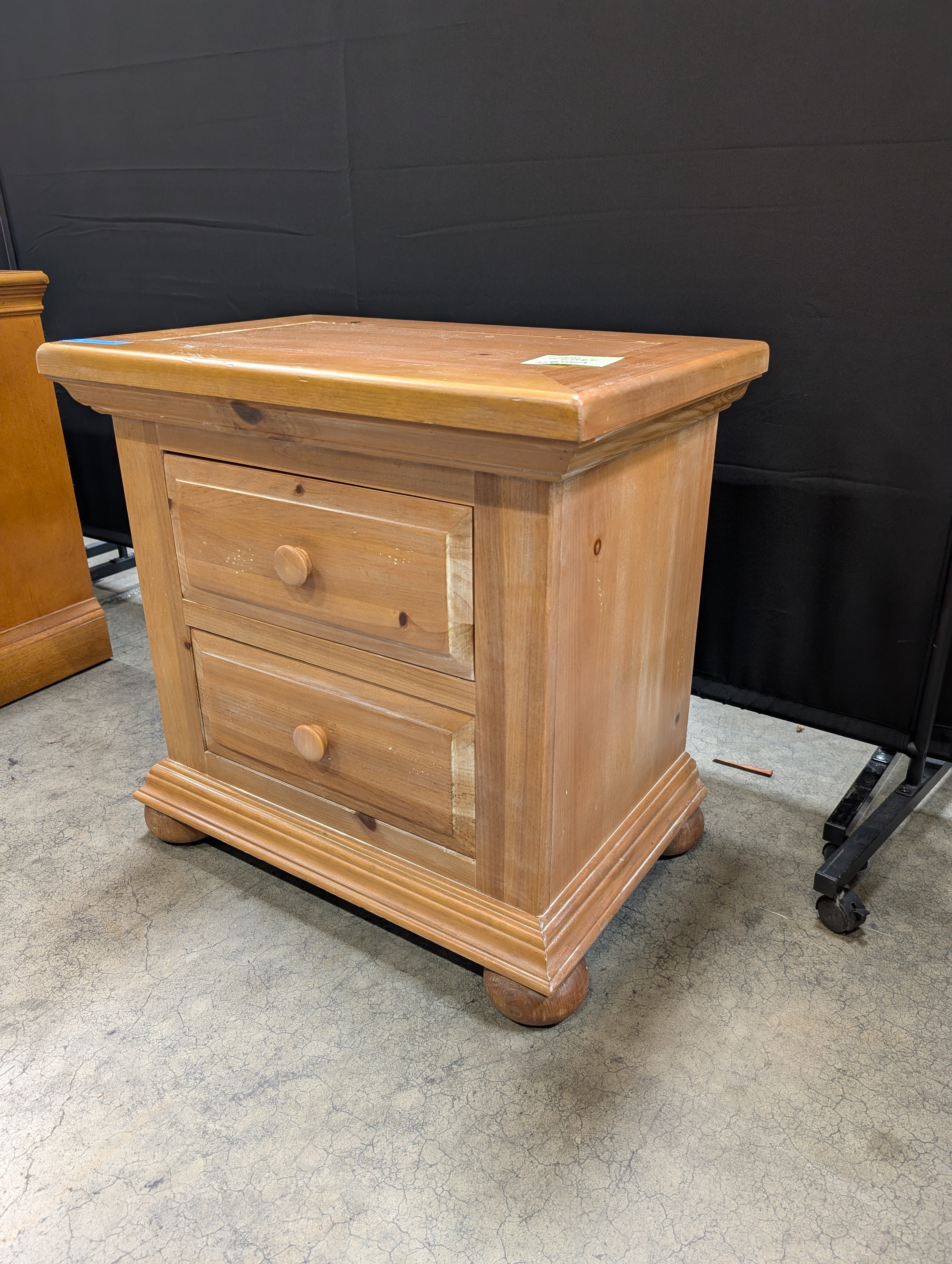 Rustic Pine Wood Broyhill Two-Drawer Nightstand