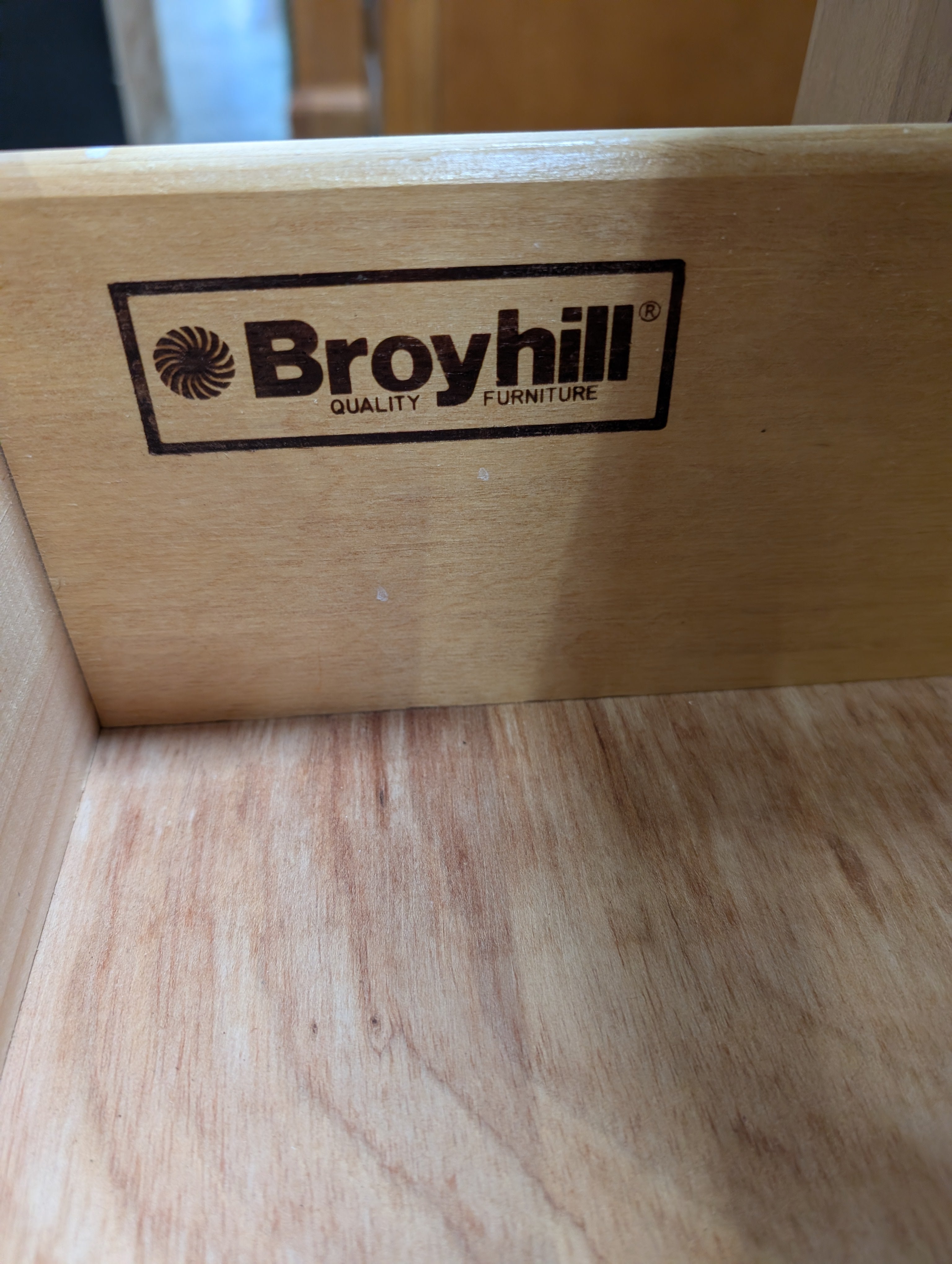 Rustic Pine Wood Broyhill Two-Drawer Nightstand