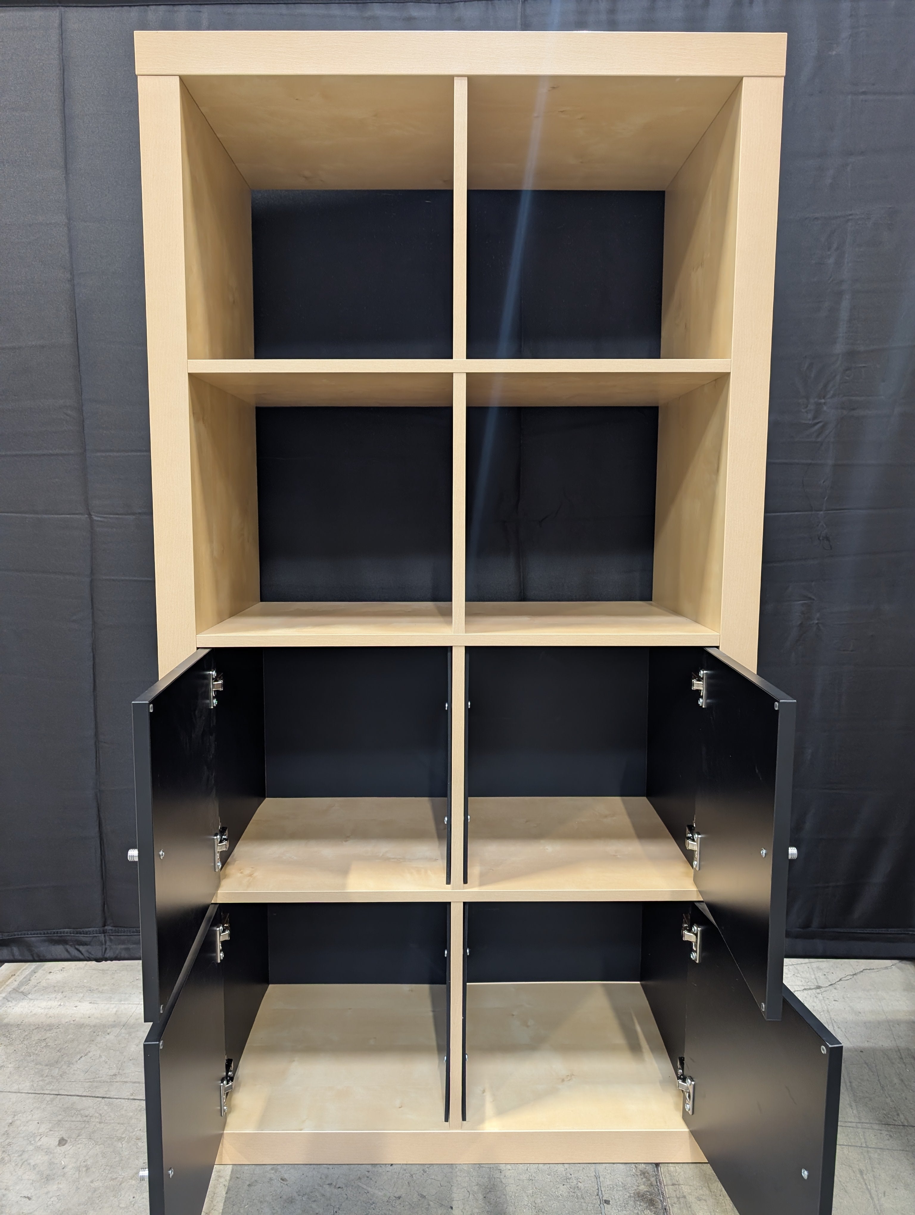 Versatile 8-Cube Organizer Shelf with Black Storage Bins