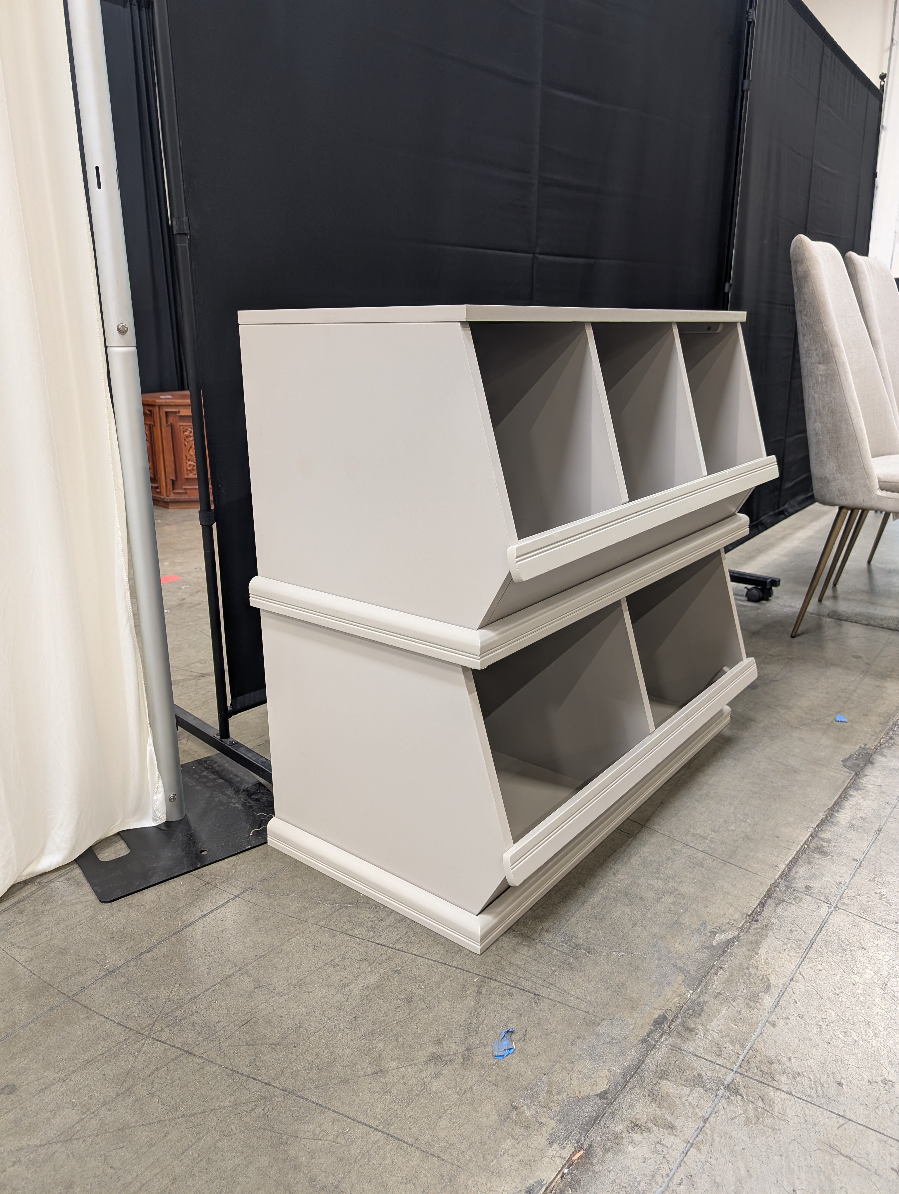 Grey Painted Wooden Cubby Bookcase