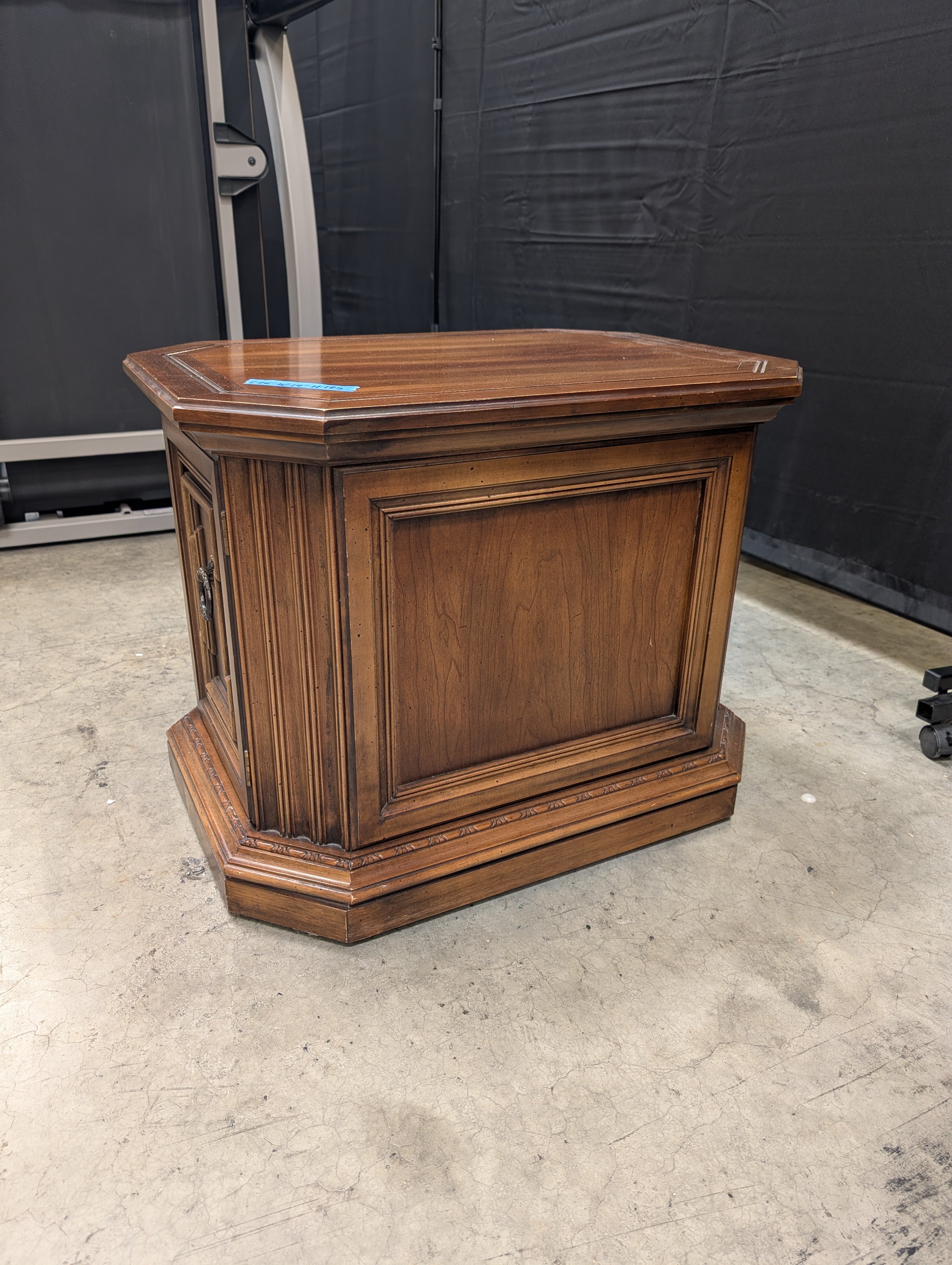 Octagonal Wood End Table in Walnut Stain