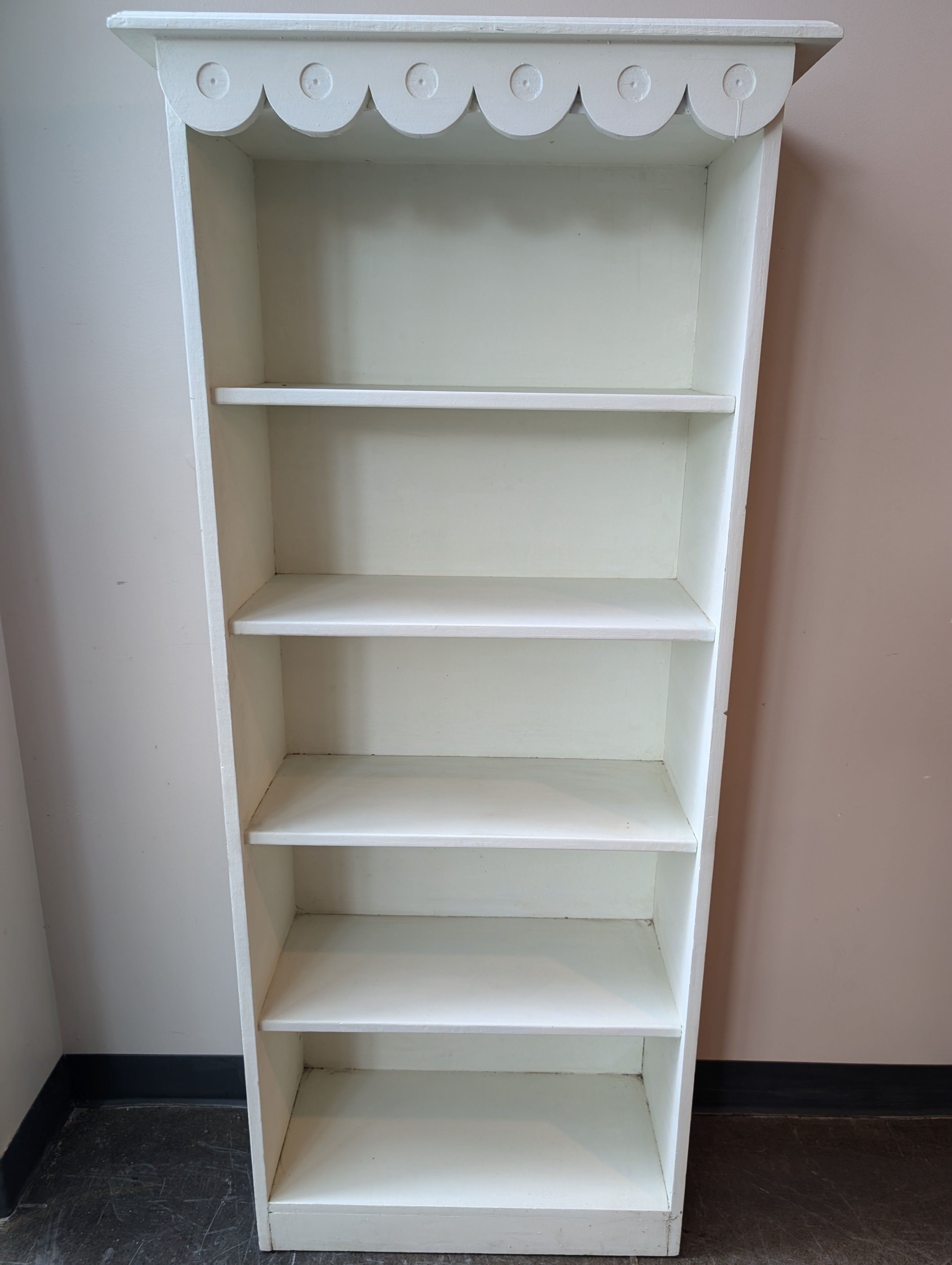 Charming Scalloped Top Five-Shelf Bookcase