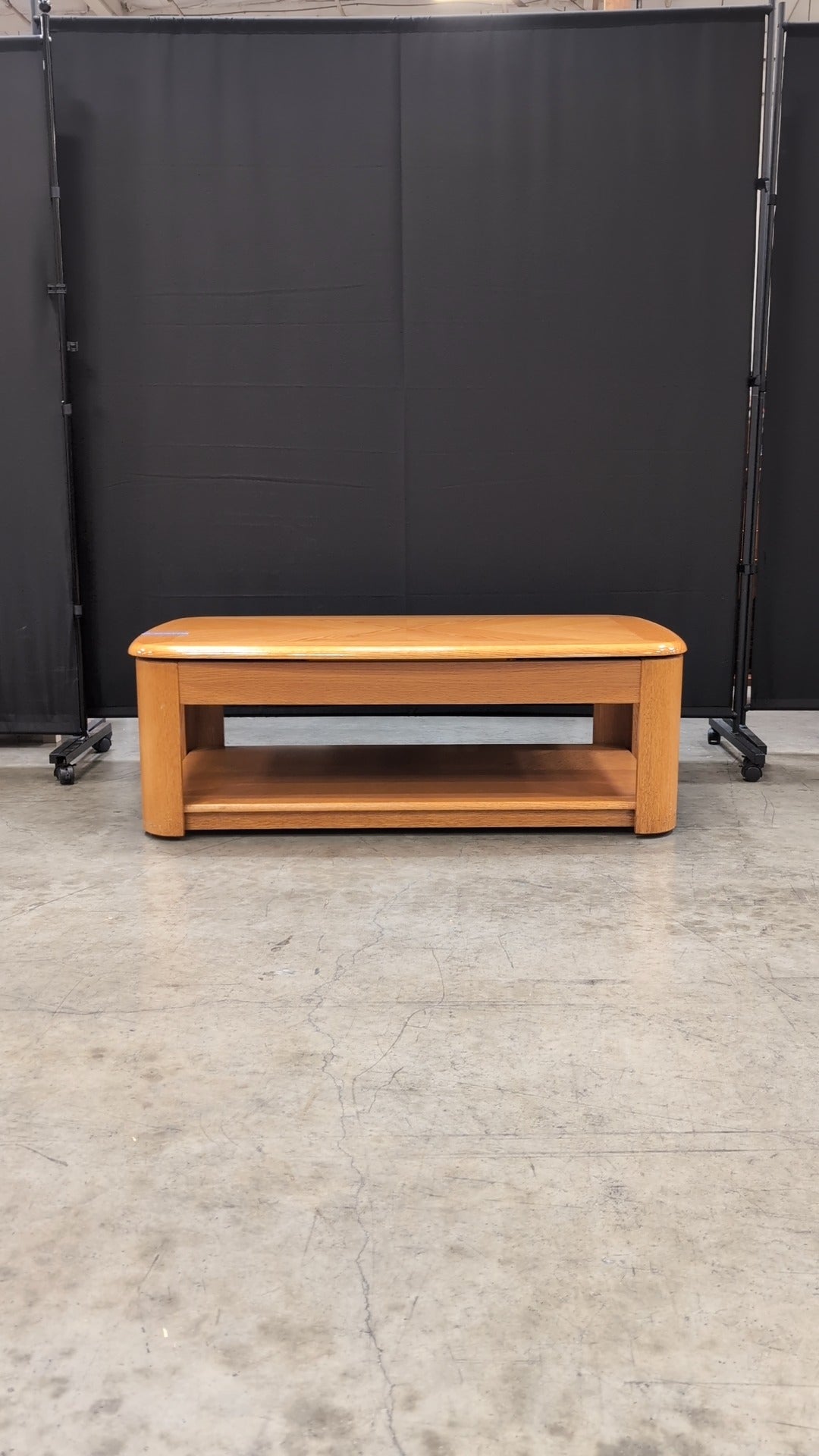 Rectangular Lift Top Light Oak Coffee Table with Lower Shelf