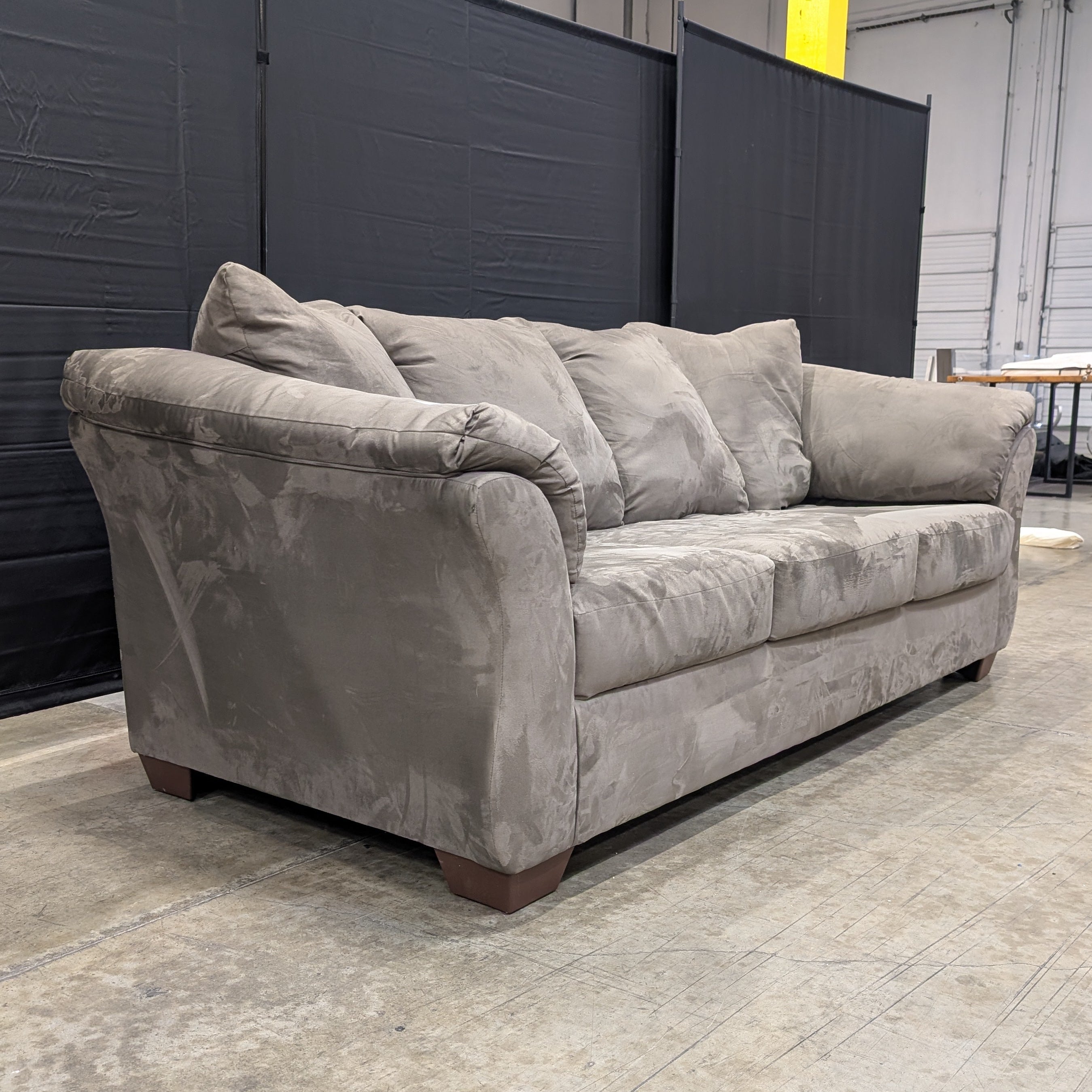 Plush Greige Sectional Sofa with Deep Cushions