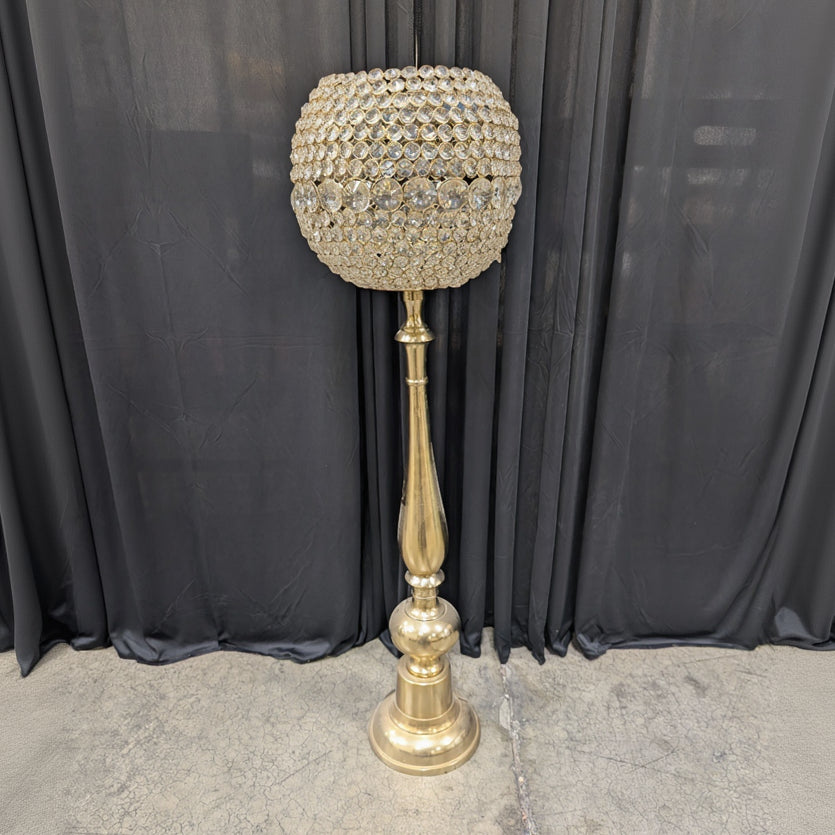 Gold Crystal Globe Floor Candle Holder