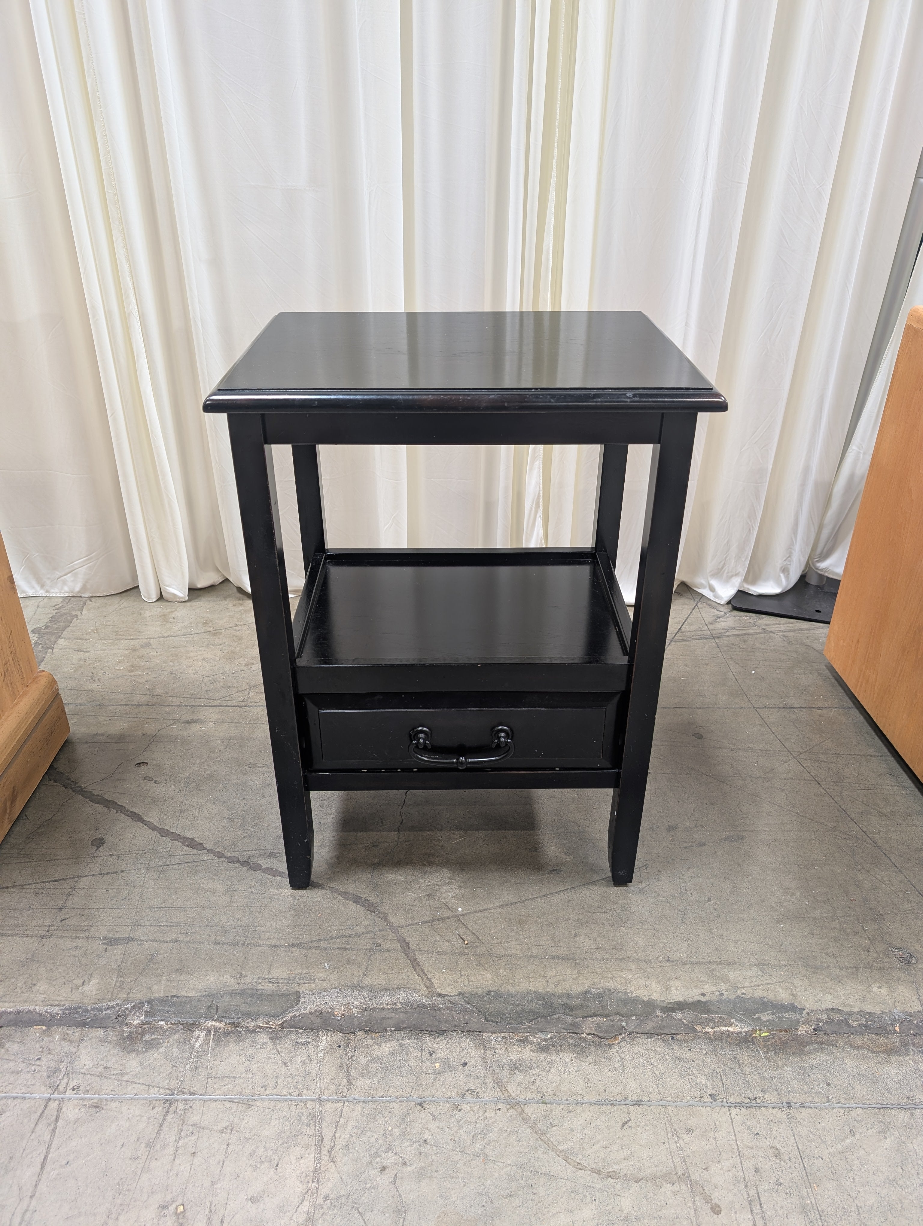 Dark Brown Wooden End Table with Lower Shelf