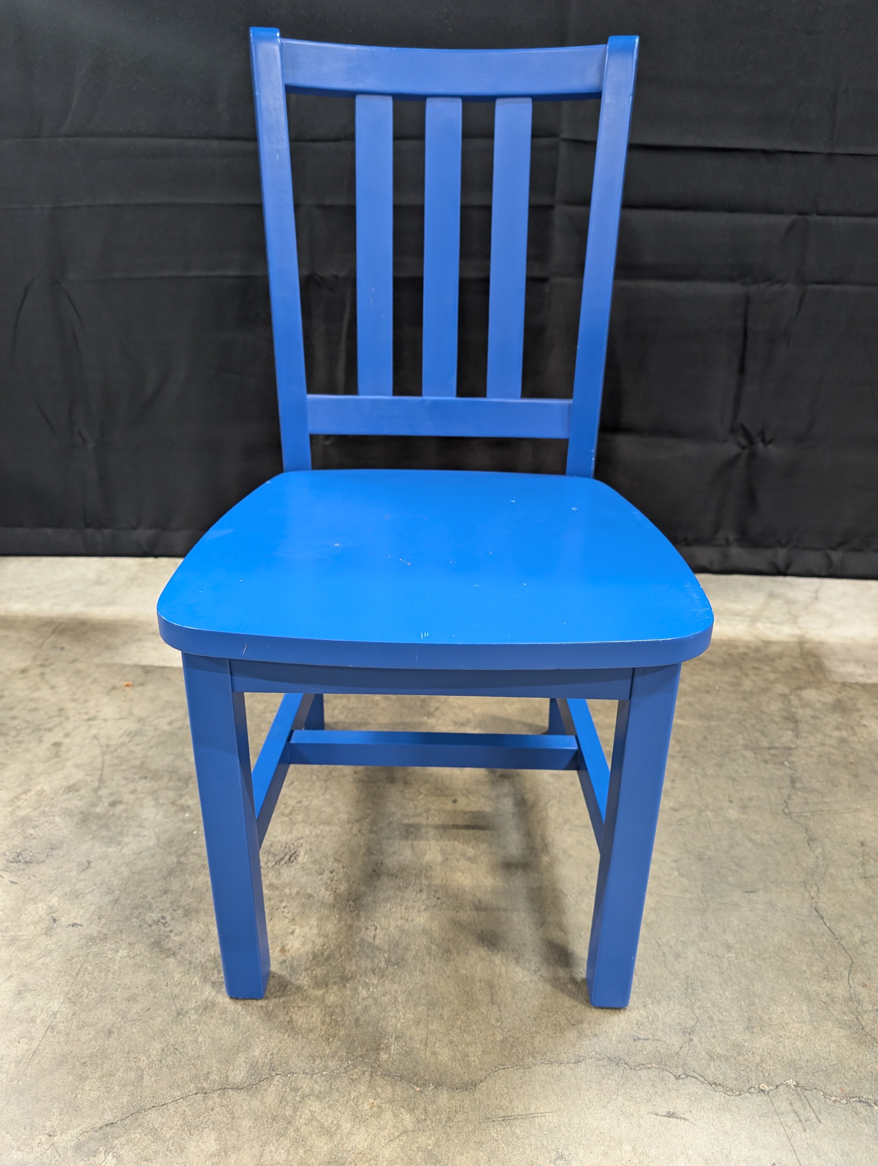 Vibrant Blue Wooden Child's Slat Back Chair