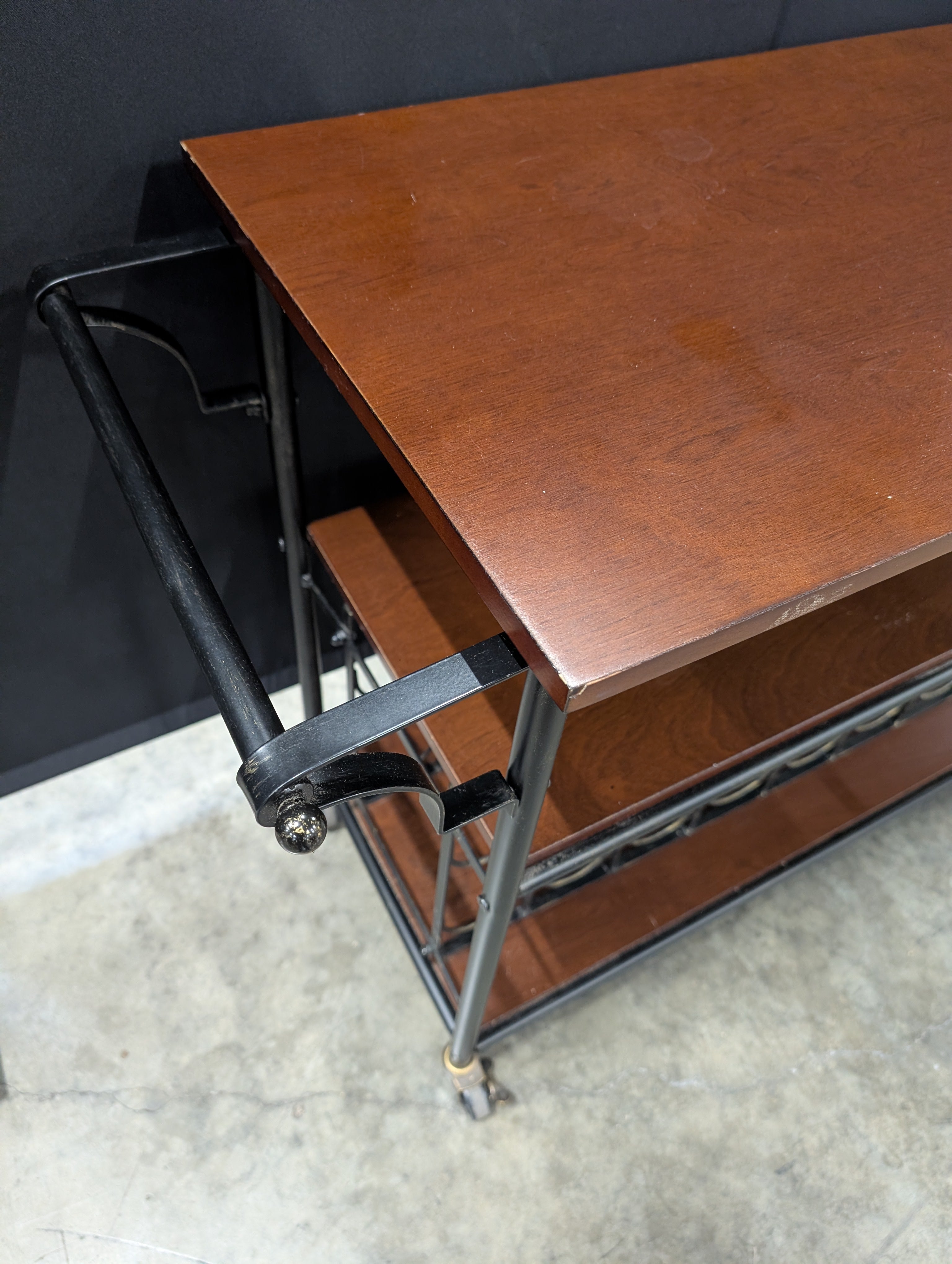 Functional Two-Tier Rolling Bar Cart with Integrated Wine Storage