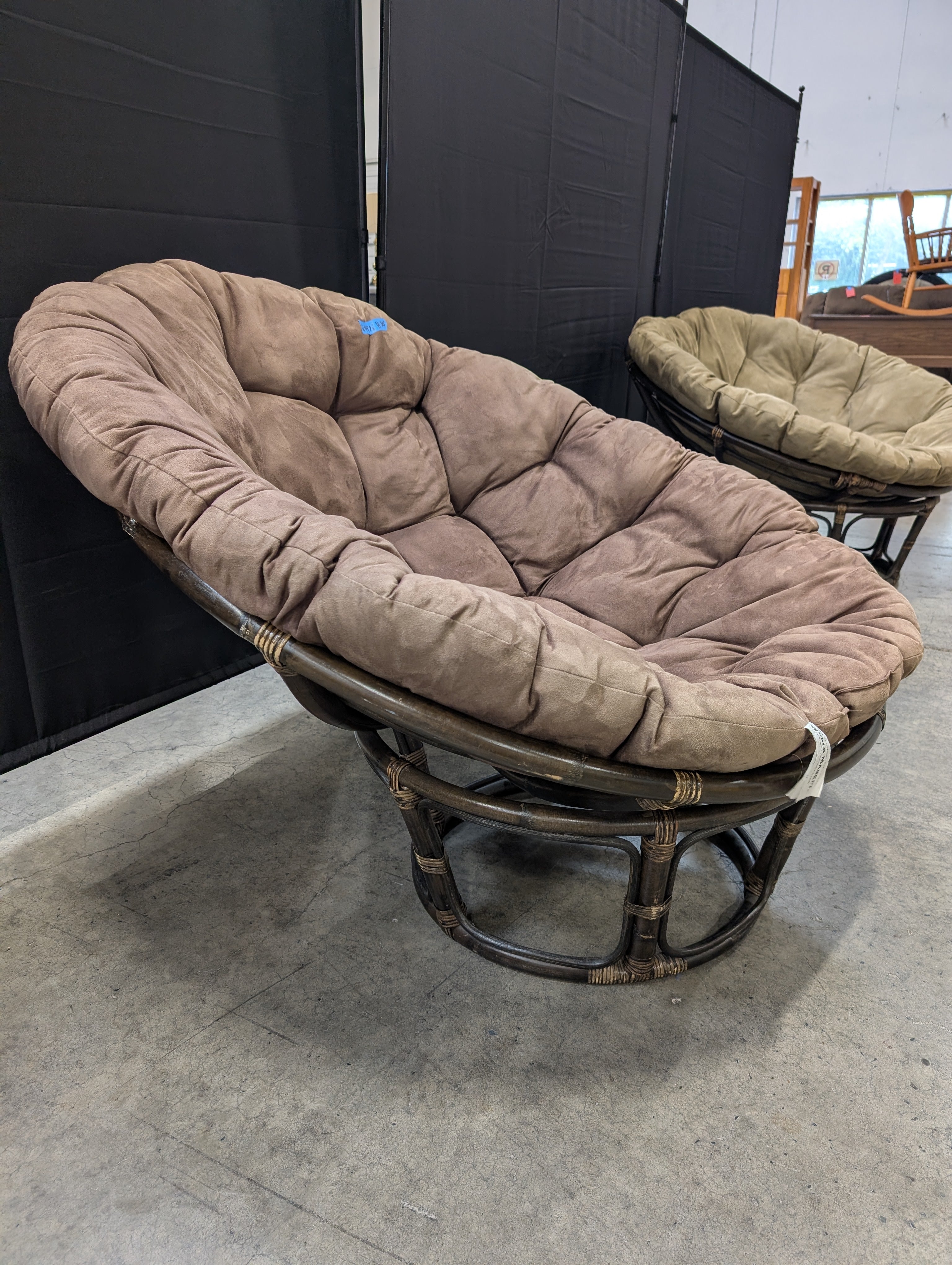 World Market Brown Papasan Chair with Tufted Cushion