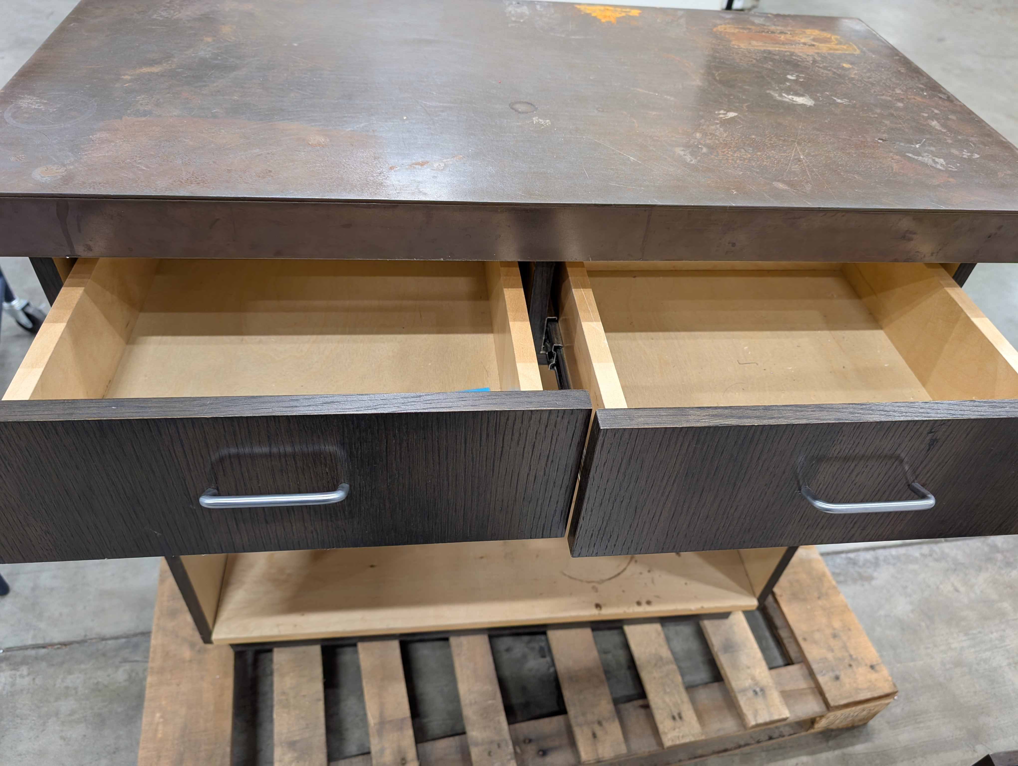 Modern Dark Wood Grain Cabinet Drawer Unit