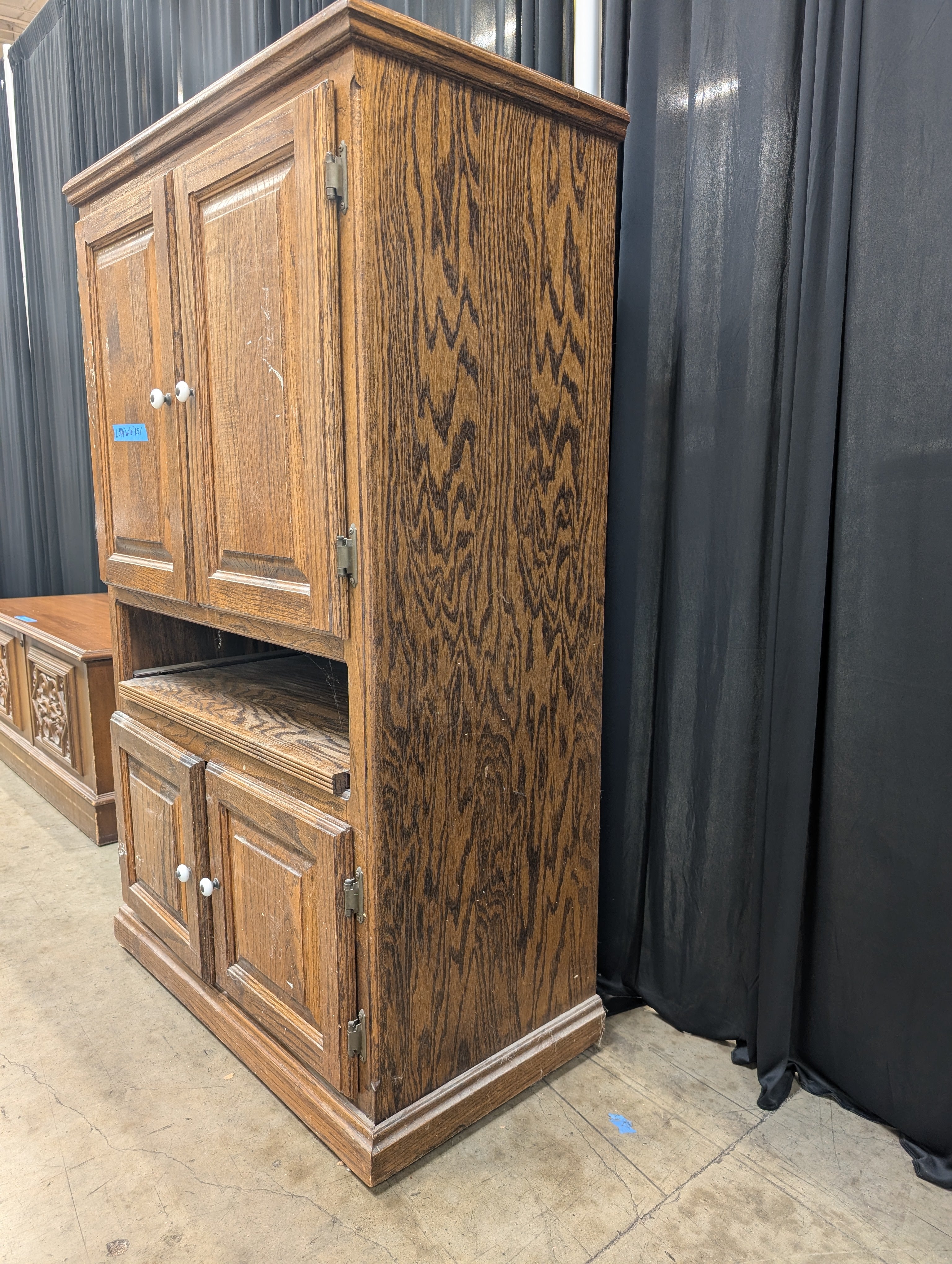 Traditional Oak Storage Armoire with Raised Panels