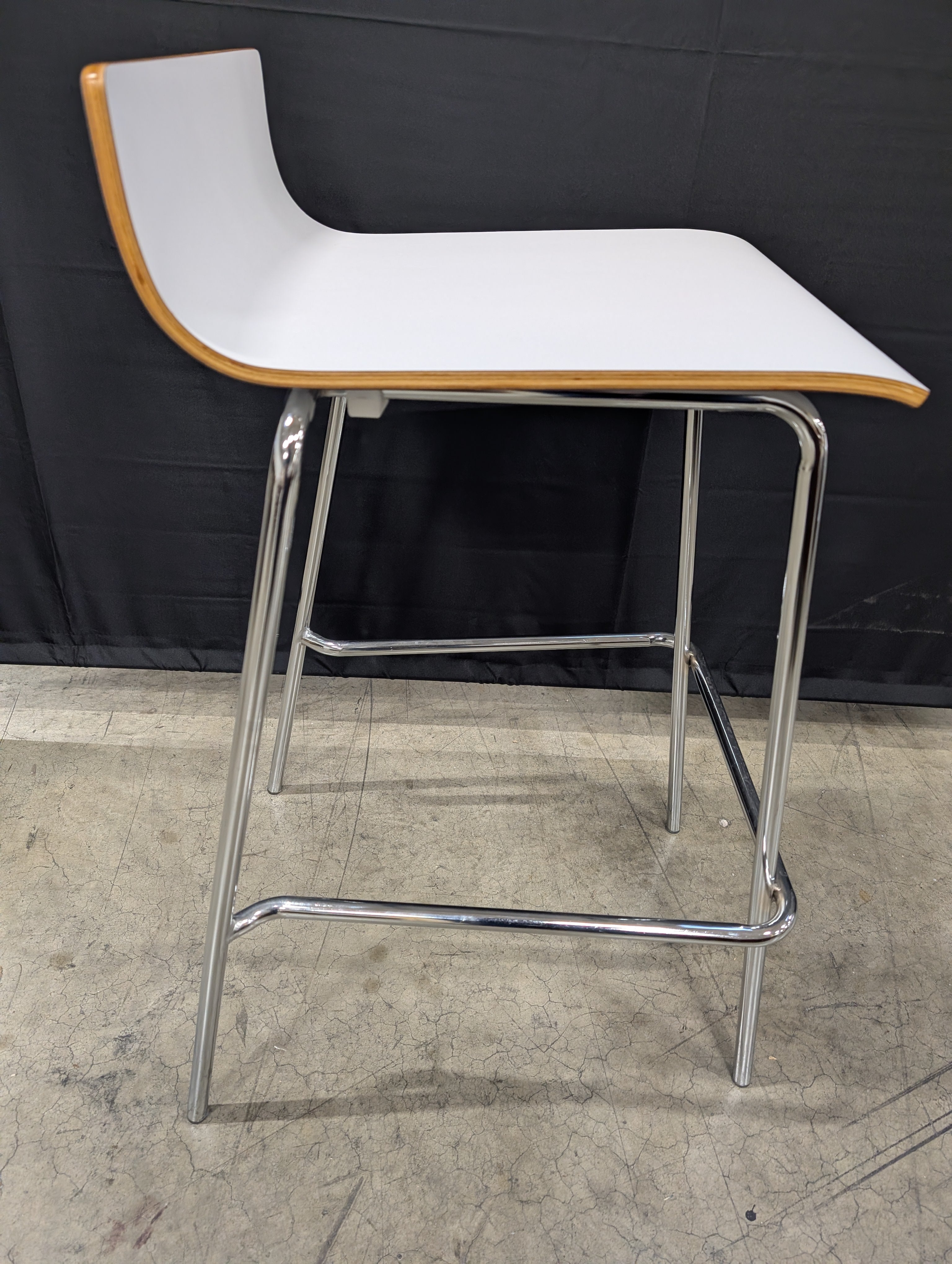 Modern White Counter Stool with Chrome Base