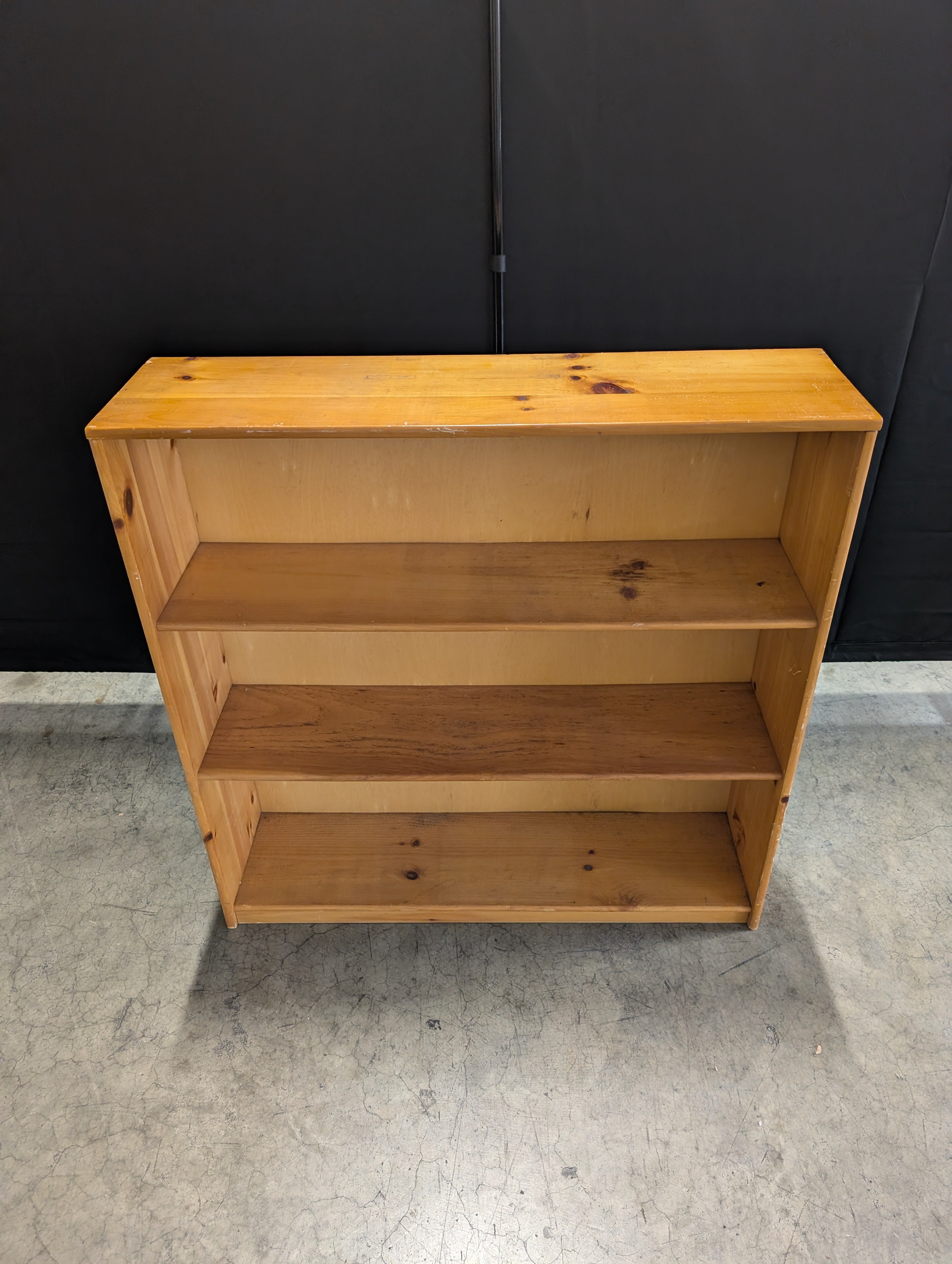 Natural Wood Three-Tier Storage Bookcase