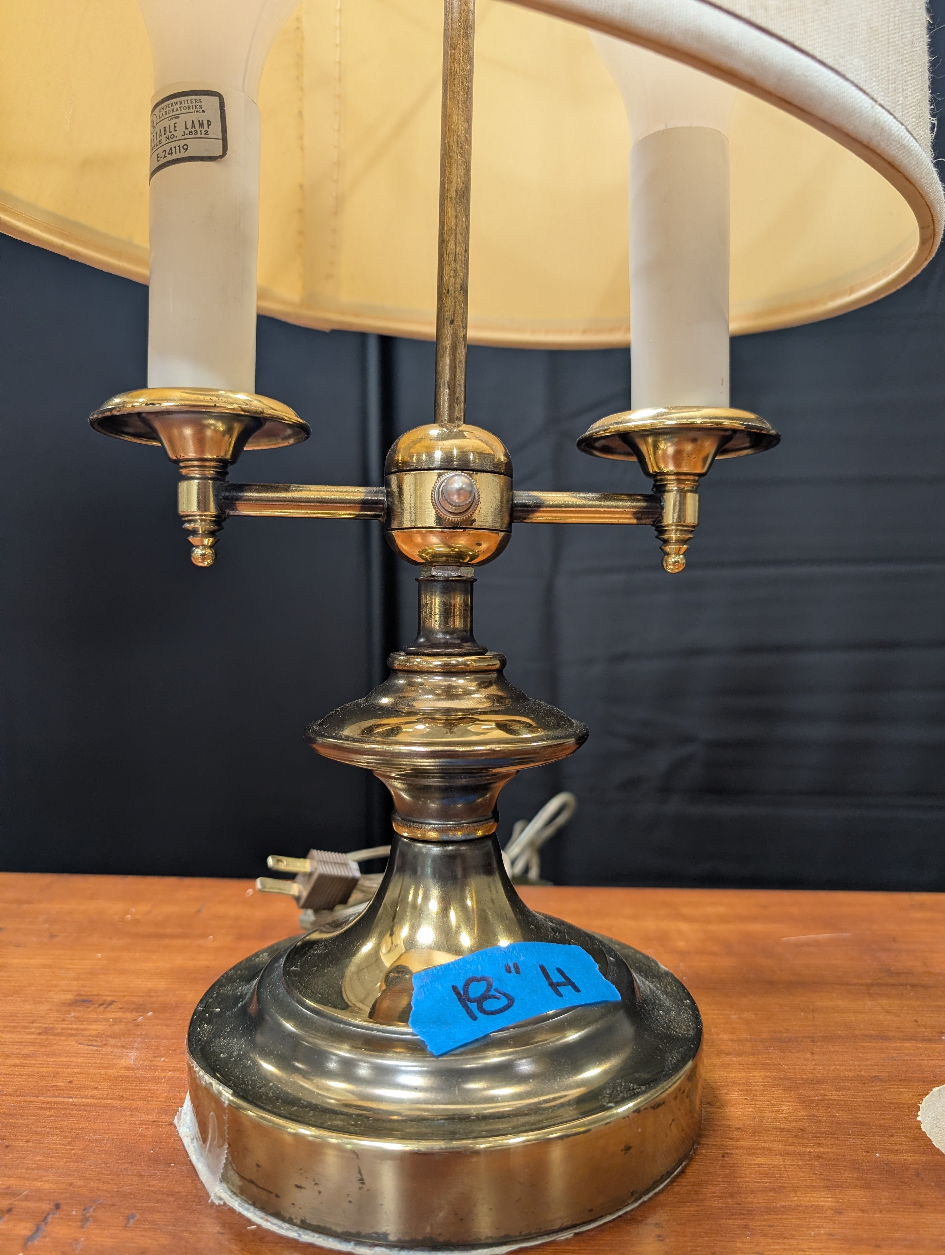 Vintage-Style Brass-Toned Double Candlestick Table Lamp