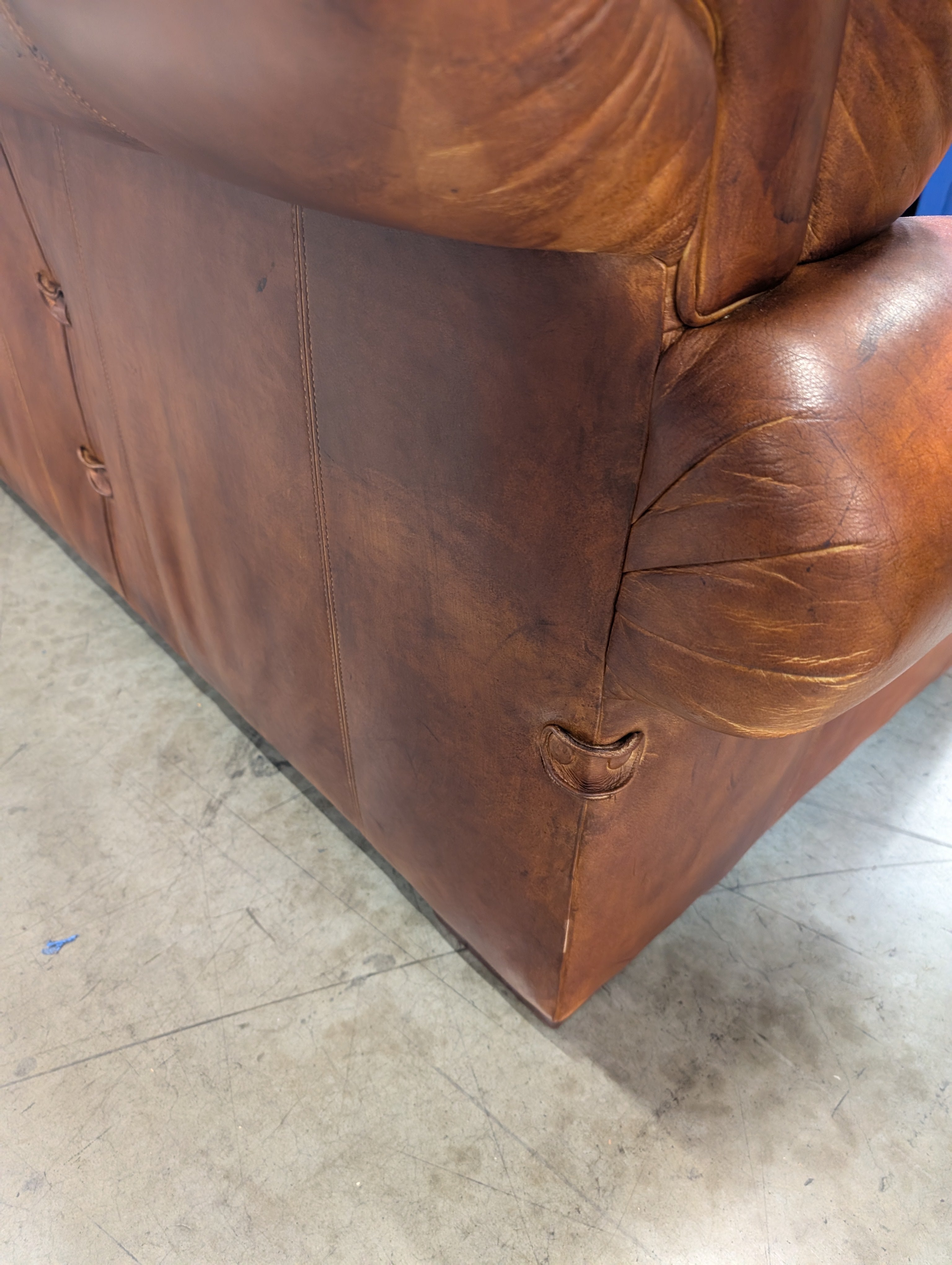 Lauren Leather Co. Full-Grain Distressed Leather Sofa - Custom Made High End - Made in USA (2 Available)