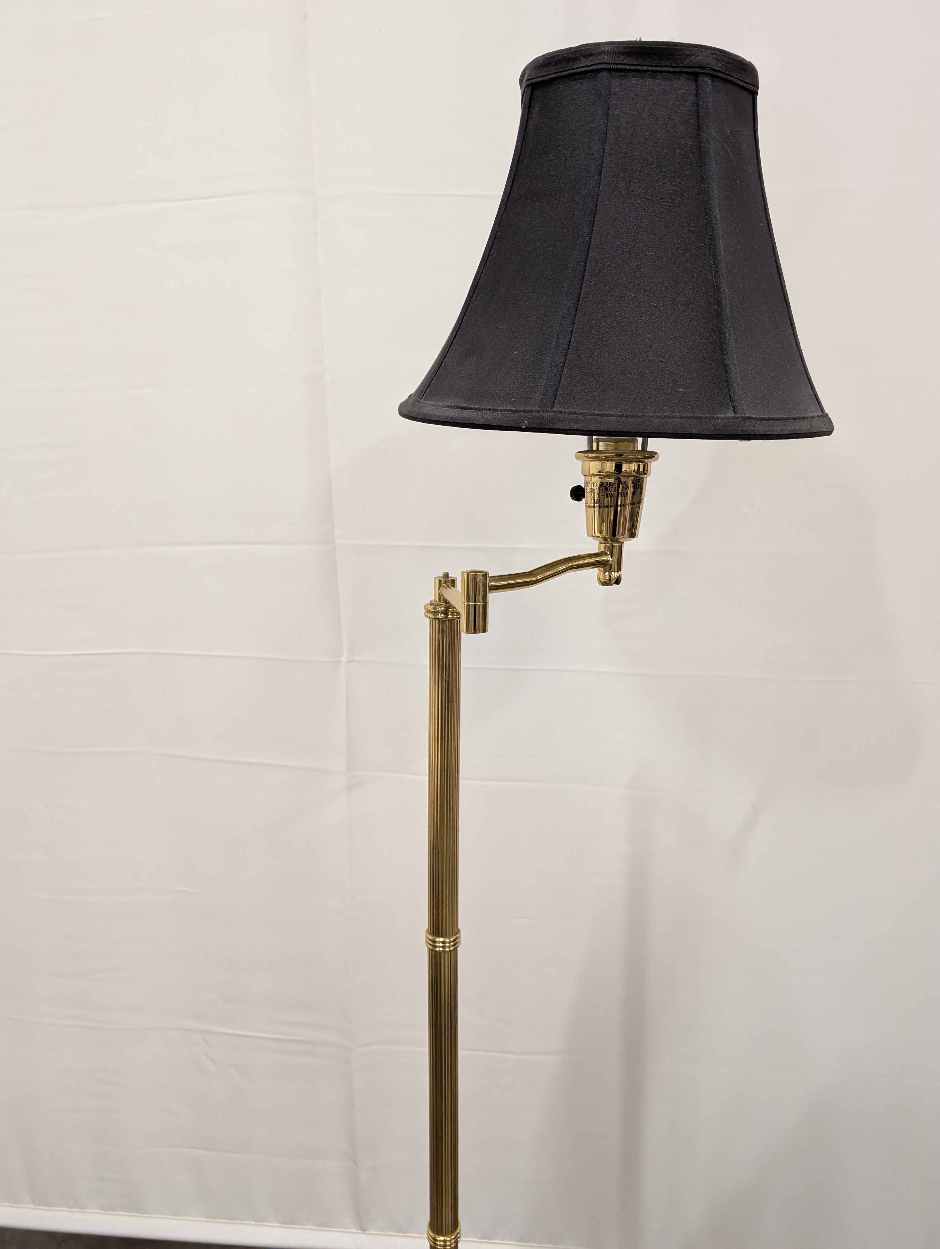 Vintage Style Brass Swing Arm Floor Lamp with Dark Shade