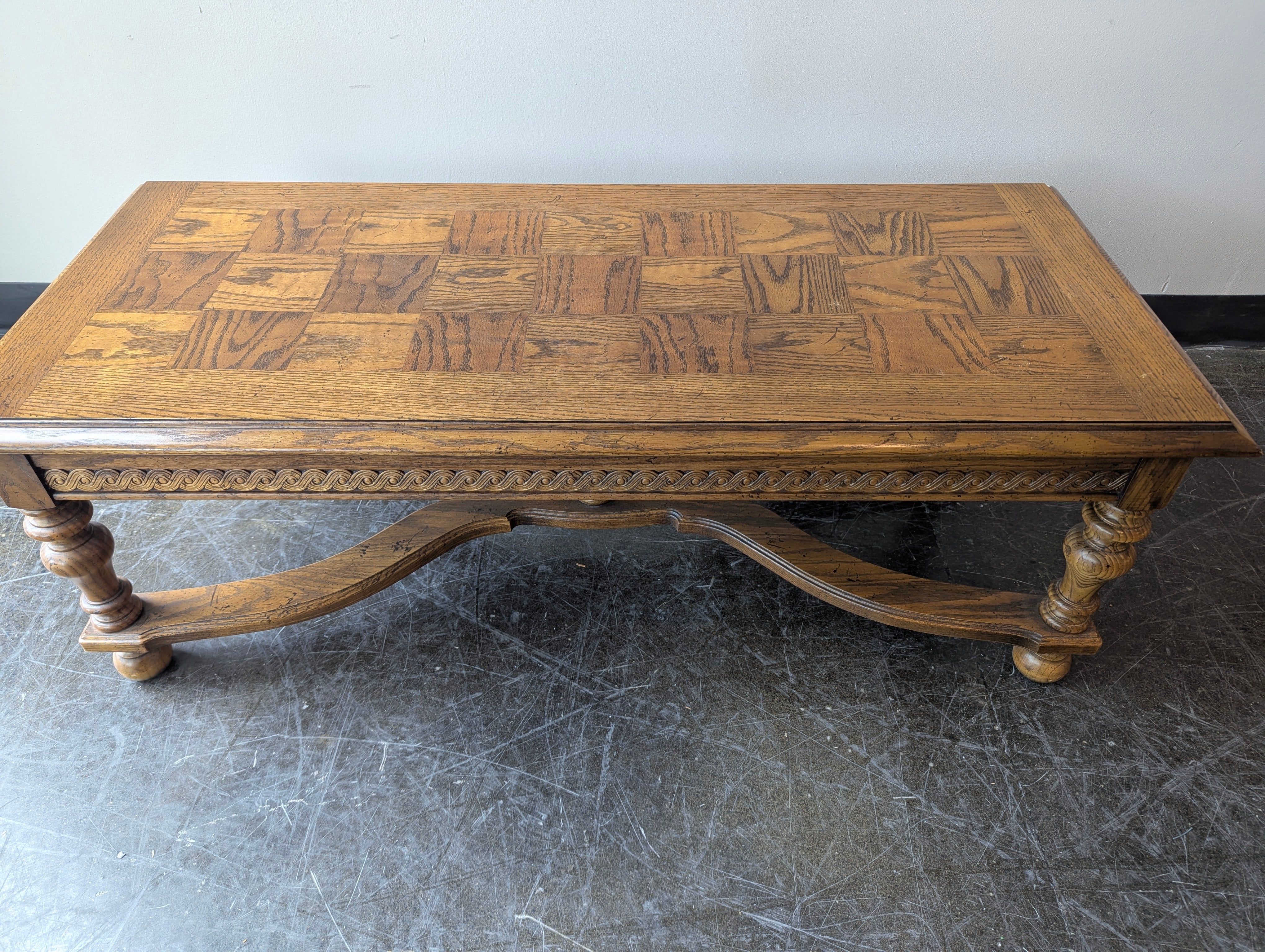 Traditional Carved Wood Rectangular Coffee Table