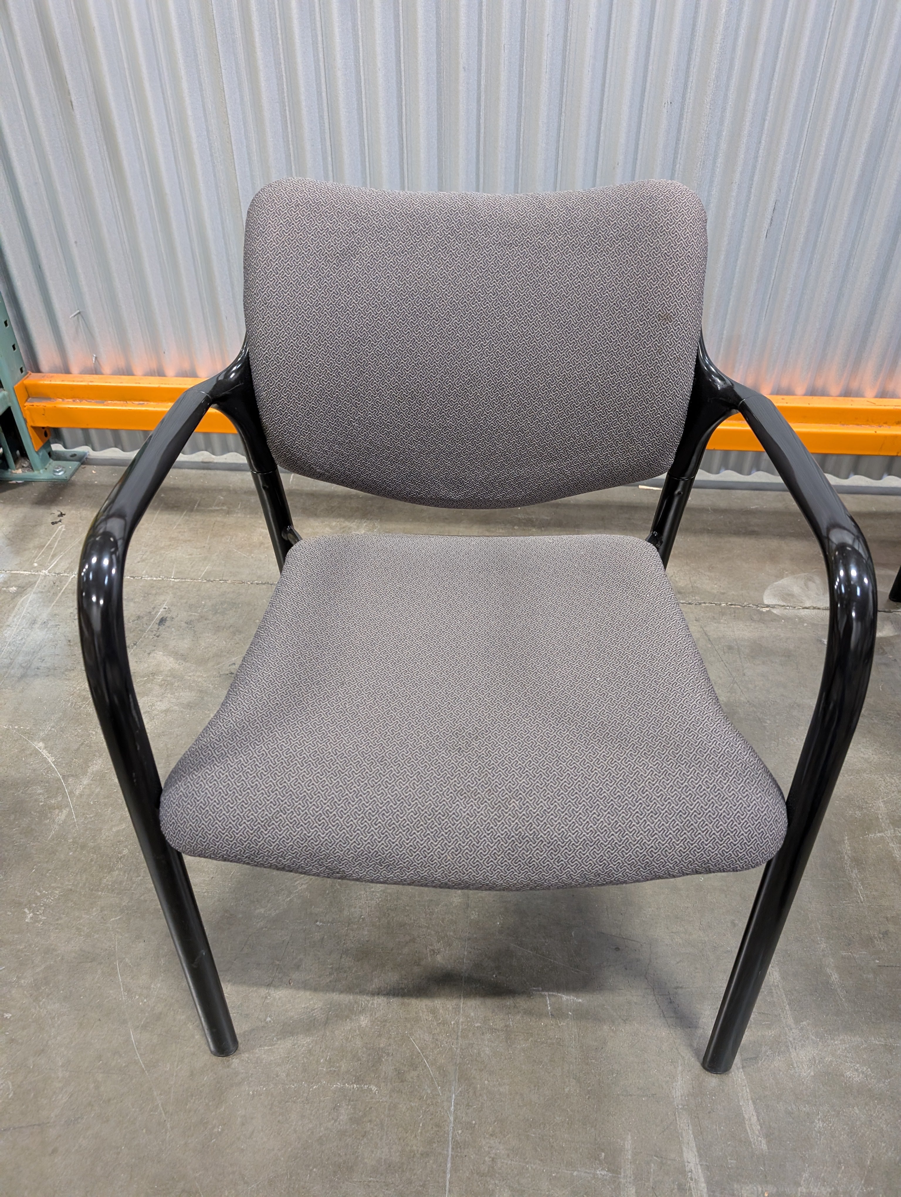Modern Gray Fabric Chair with Black Metal Frame