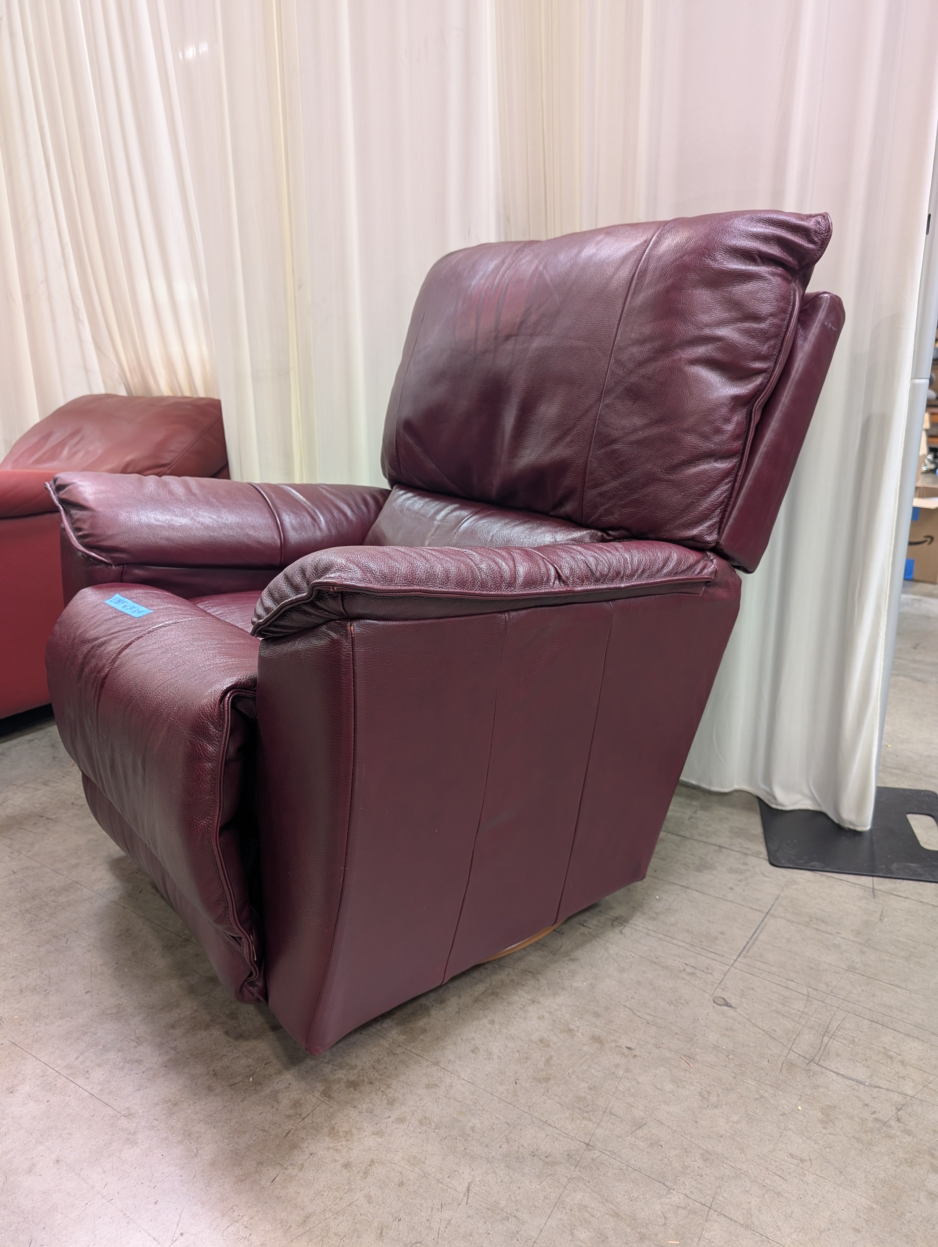 Burgundy Overstuffed LaZboy Recliner with Pillow Arms