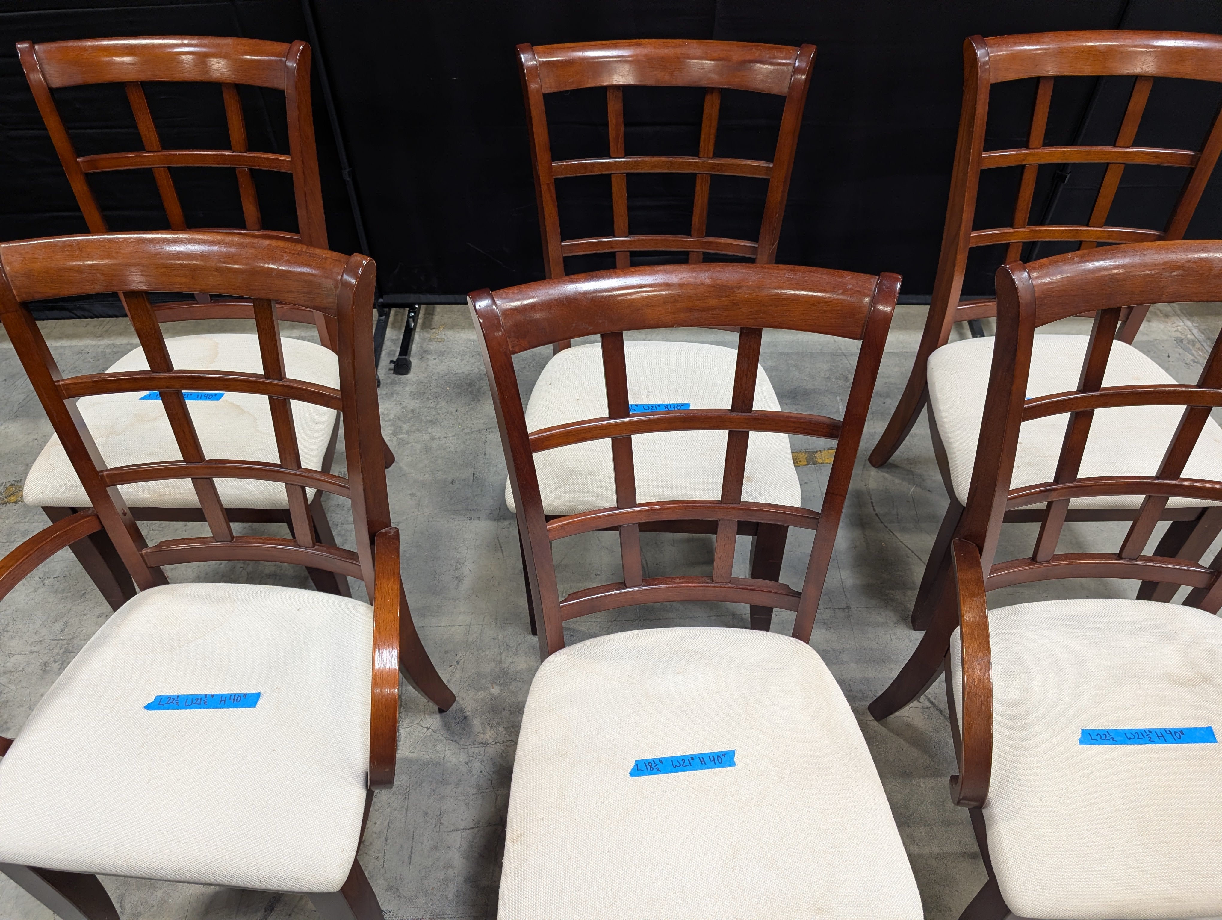 Set of Six Classic Wood Dining Armchair with Lattice Back